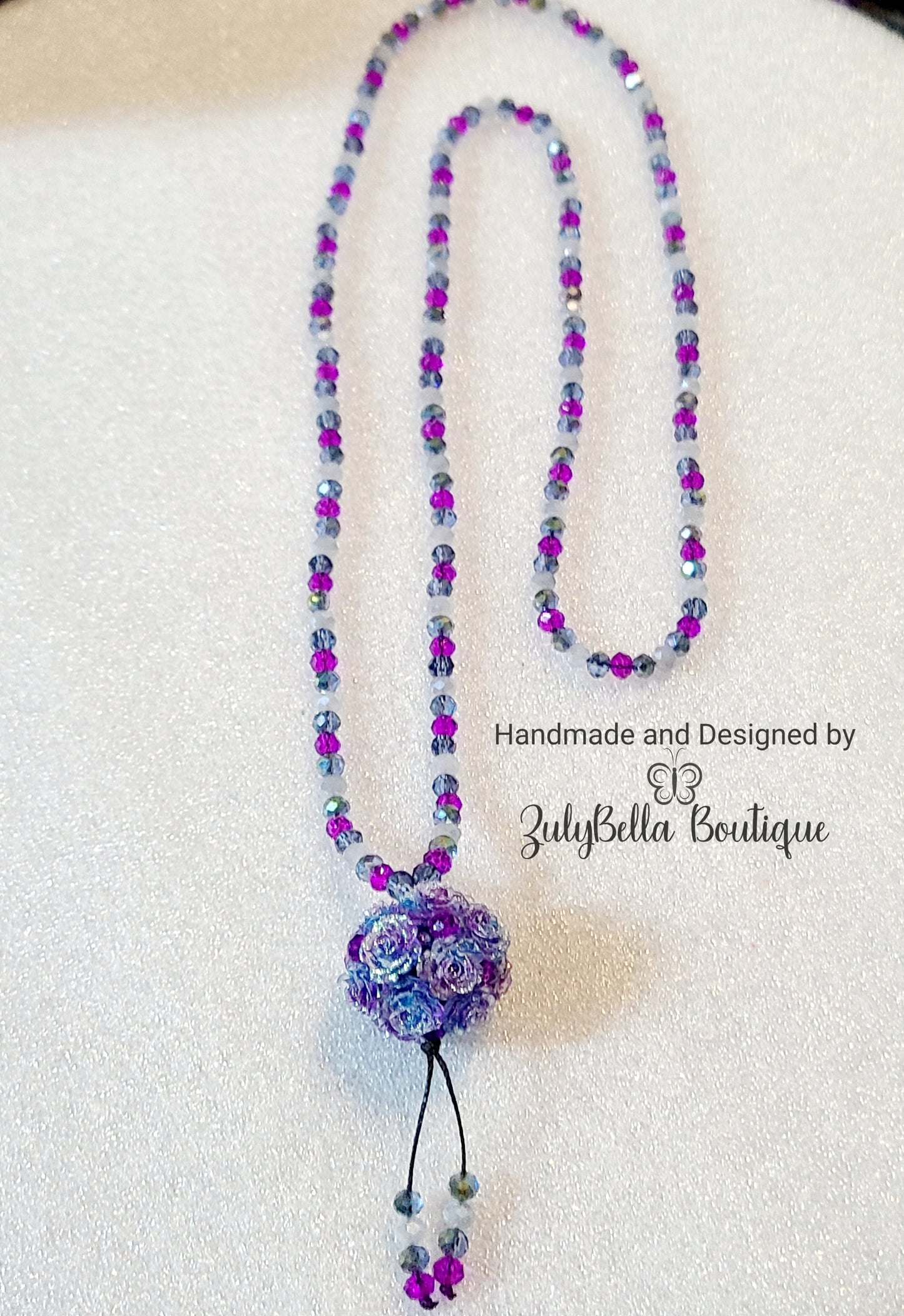 Flower cluster - Long necklace and earring set