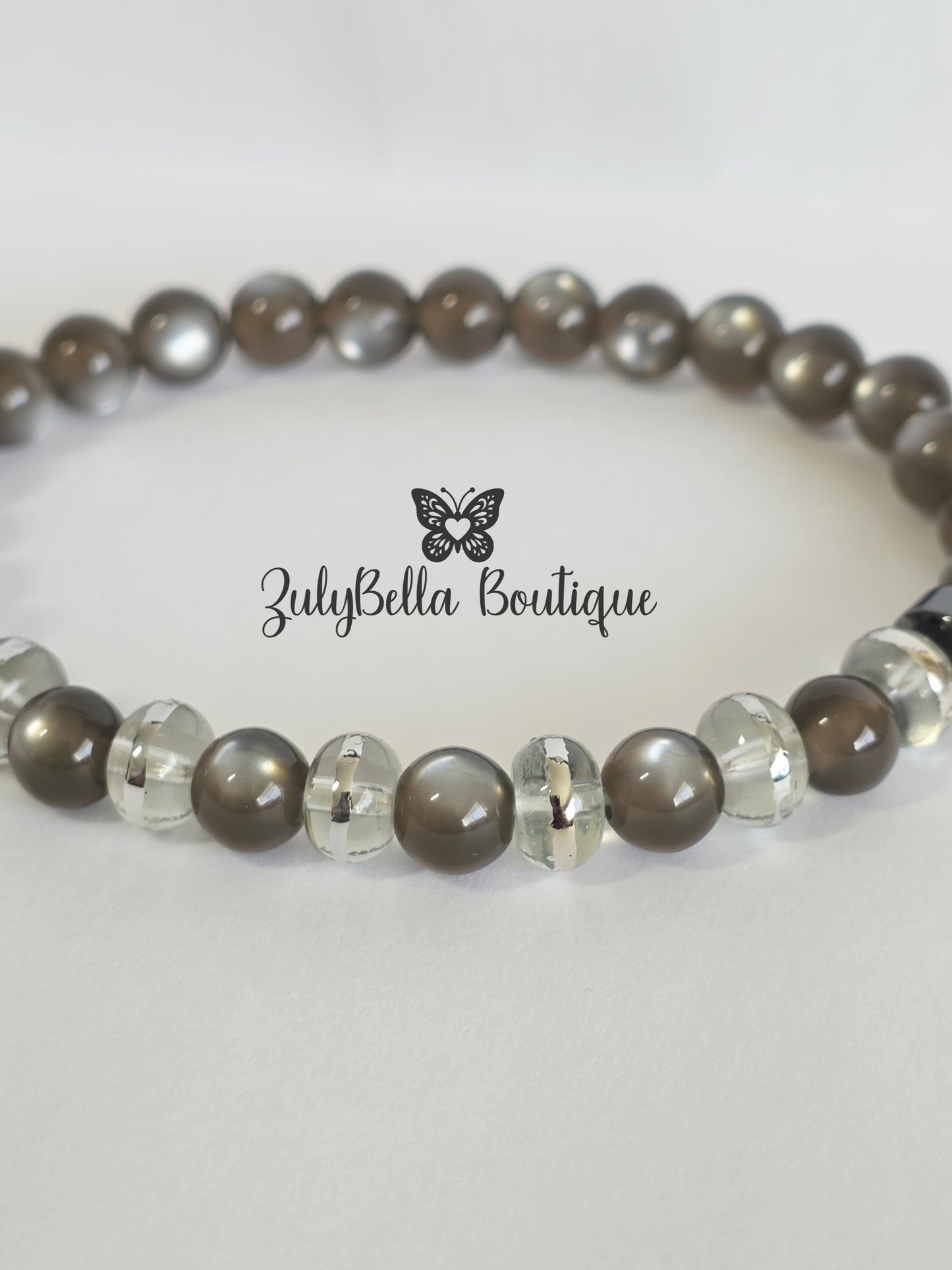 Gorgonia and Glass Beaded Stretchy Bracelet