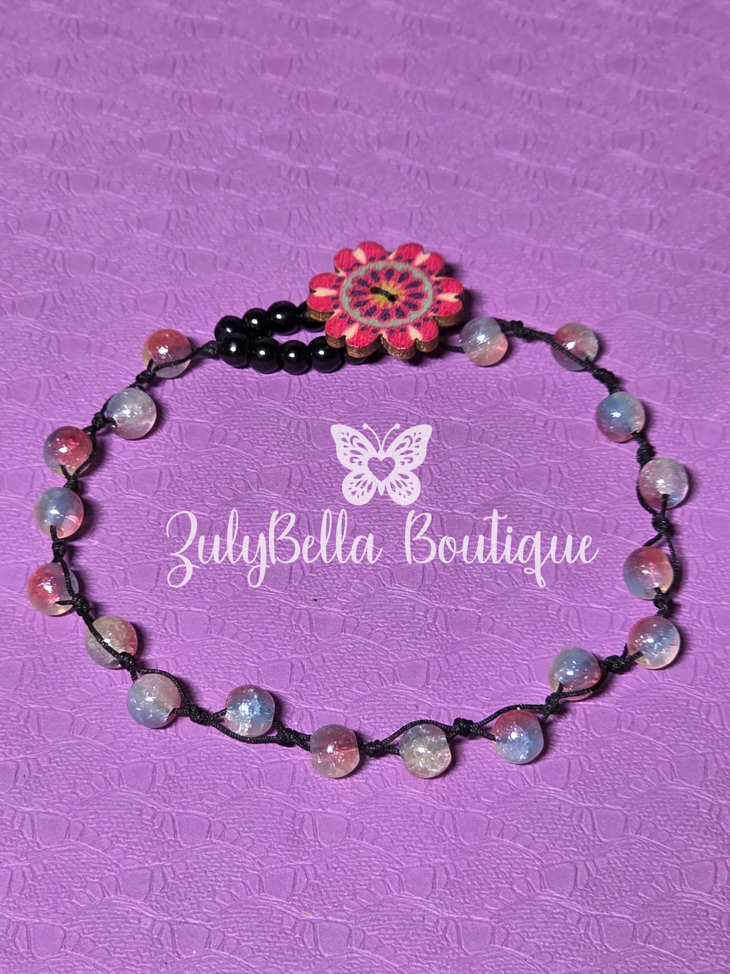 Knotted Cord Bracelet with Decorative Button Closure