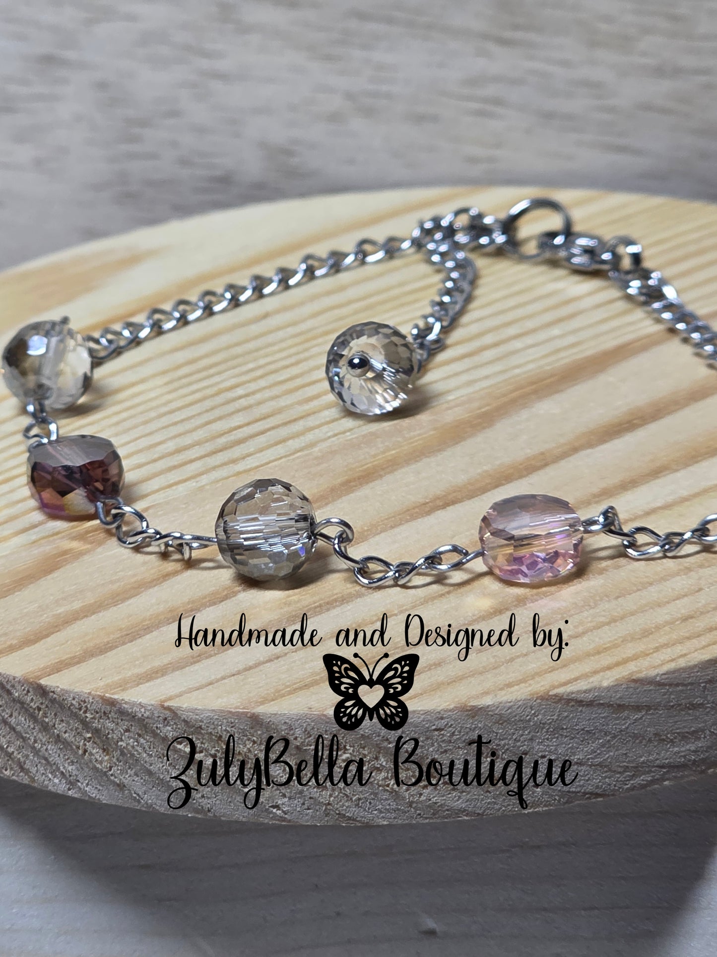 Sparkling Pink - Stainless Steel Chain Bracelet