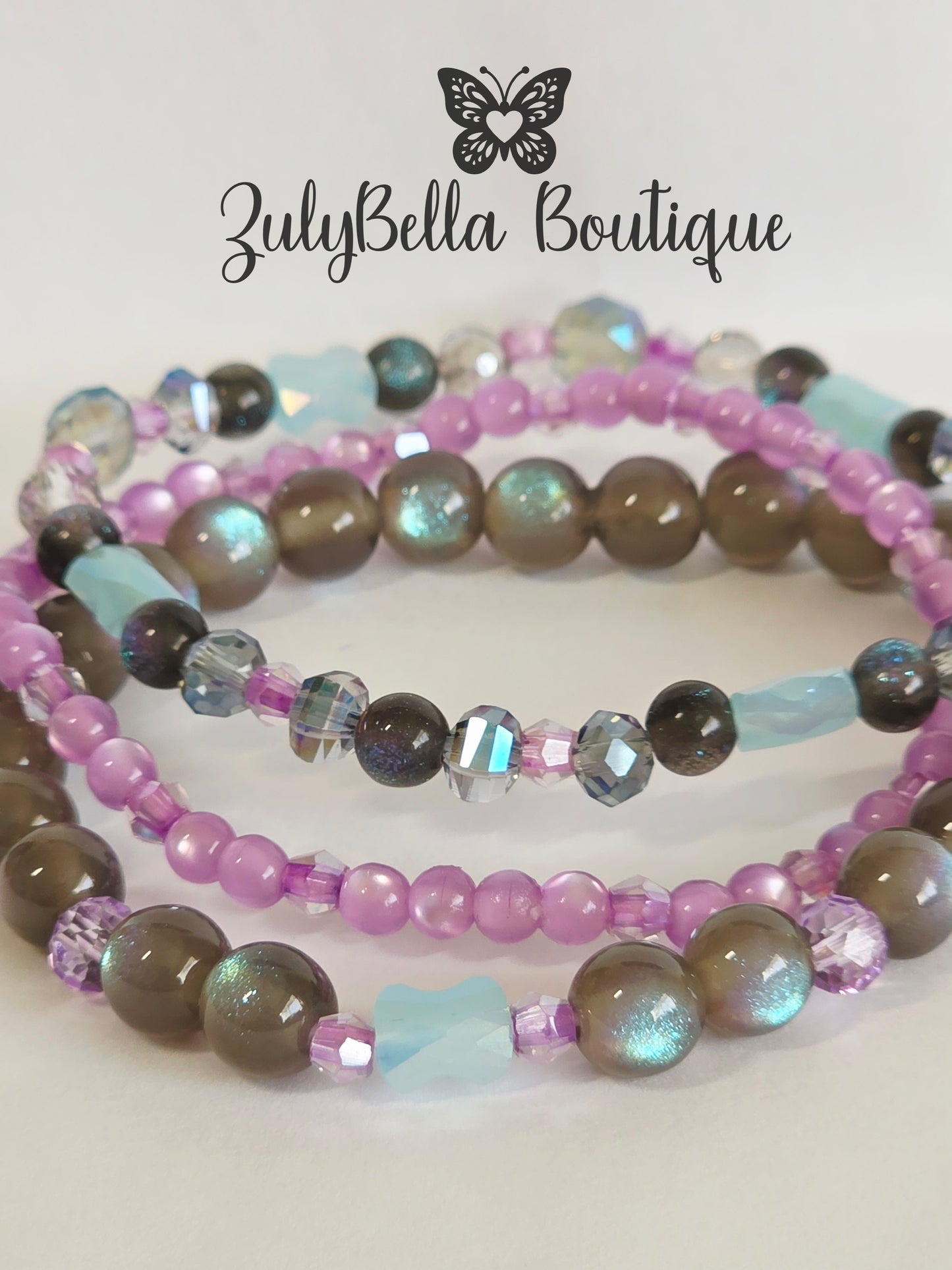 Beaded Stretchy Bracelet Stack - Gorgonia and Glass