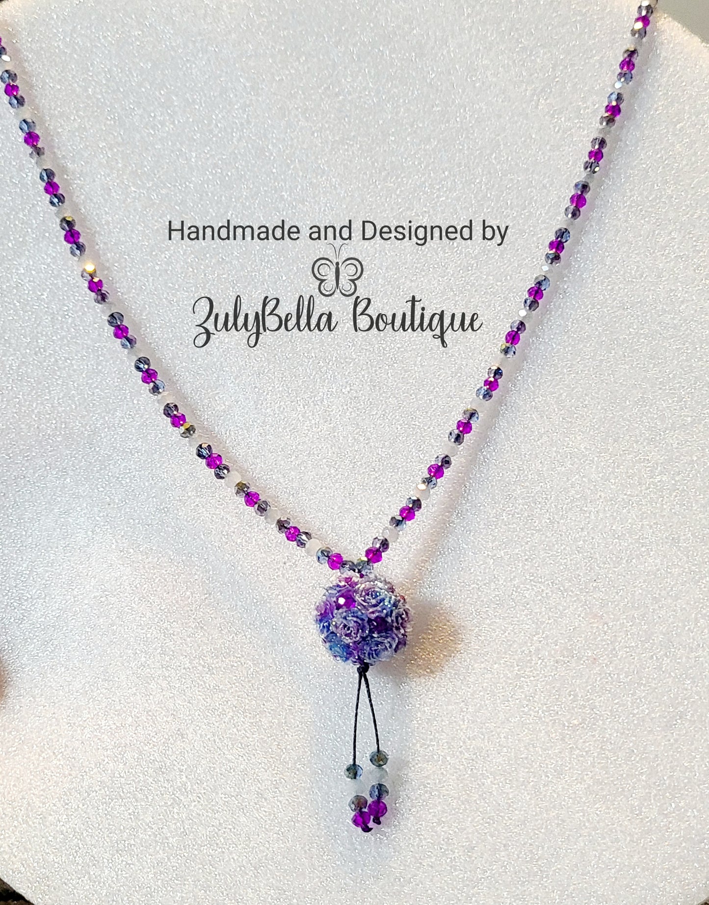 Flower cluster - Long necklace and earring set