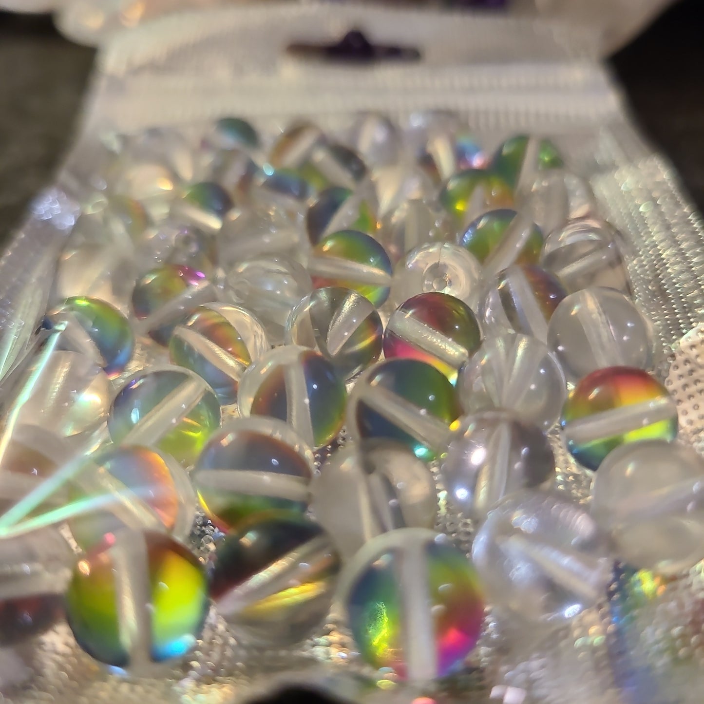 Rainbow Aurora Glass - aprox 48-50 Loose Beads in Bag - 8mm