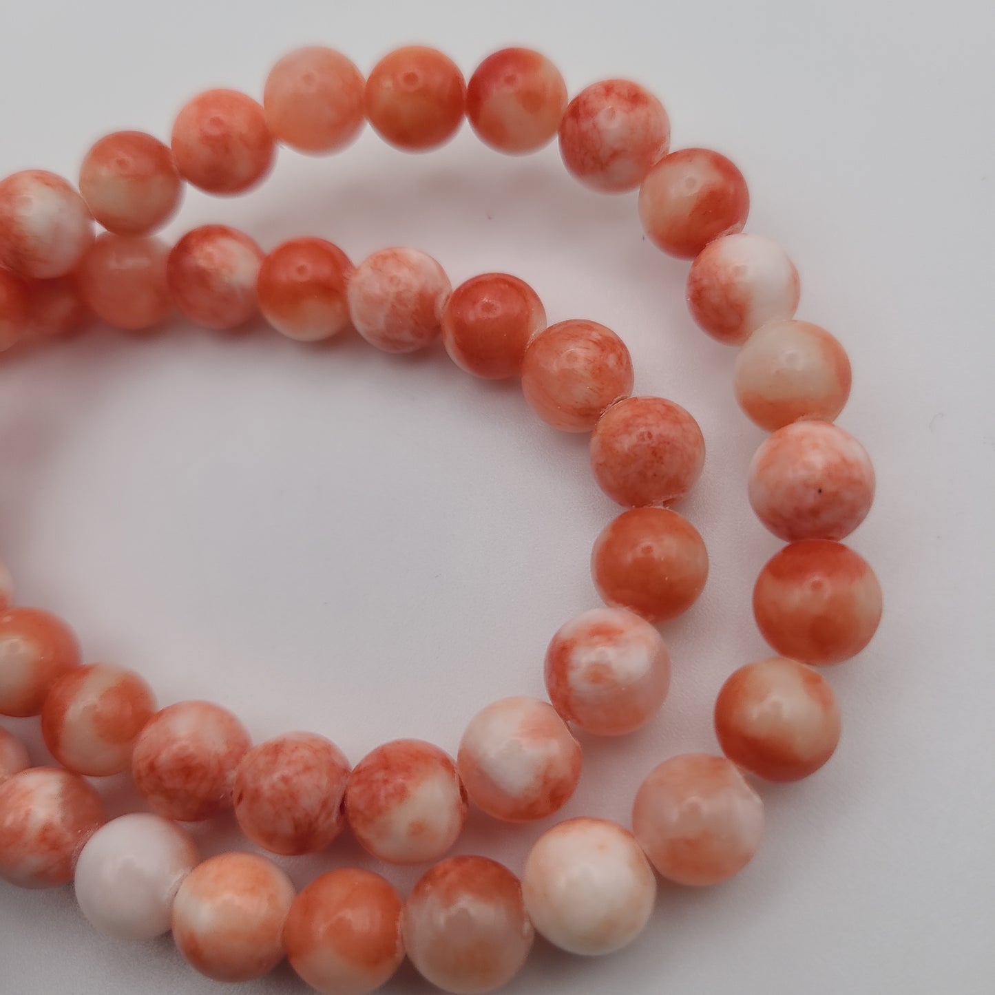 Orange Peach Persian Jade - 1 Strand - 8mm- aprox. 47-49 Beads.