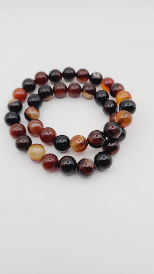 Red Sardonyx Agate Beads- 1 Strand