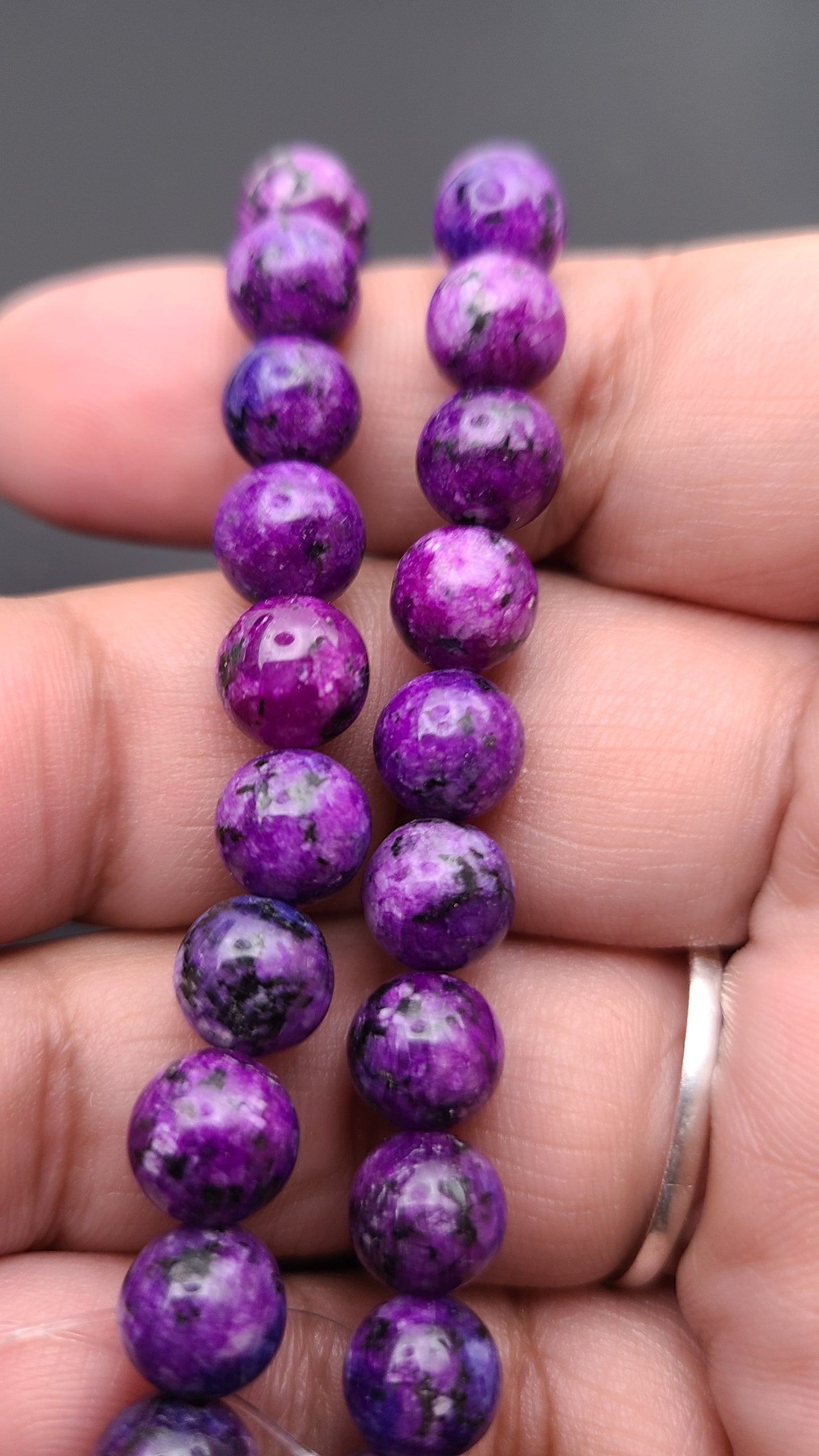 Purple Sesame Jasper - 1 Strand - 8mm - aprox. 47 - 49 beads.