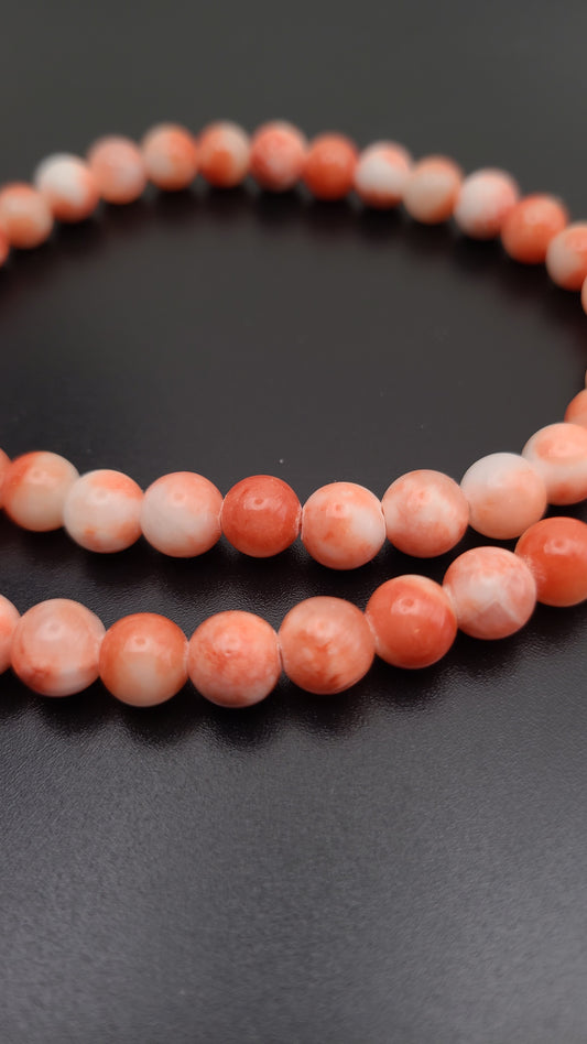 Orange Peach Persian Jade - 1 Strand - 8mm- aprox. 47-49 Beads.