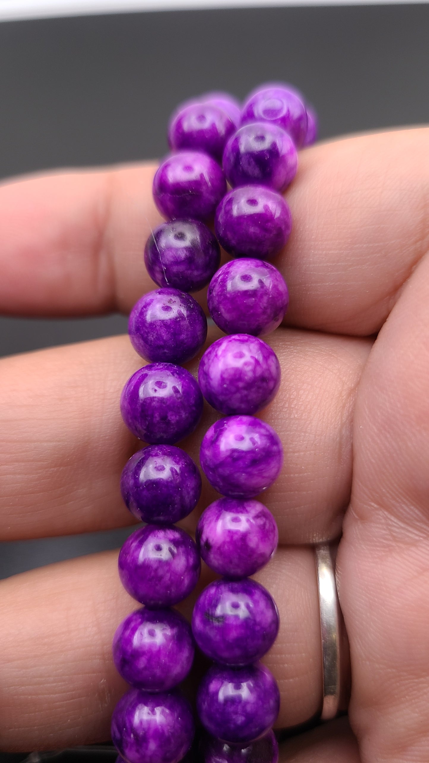 Sugilite Color Purple Jade - 1 Strand - 8mm - aprox. 47-49 beads.