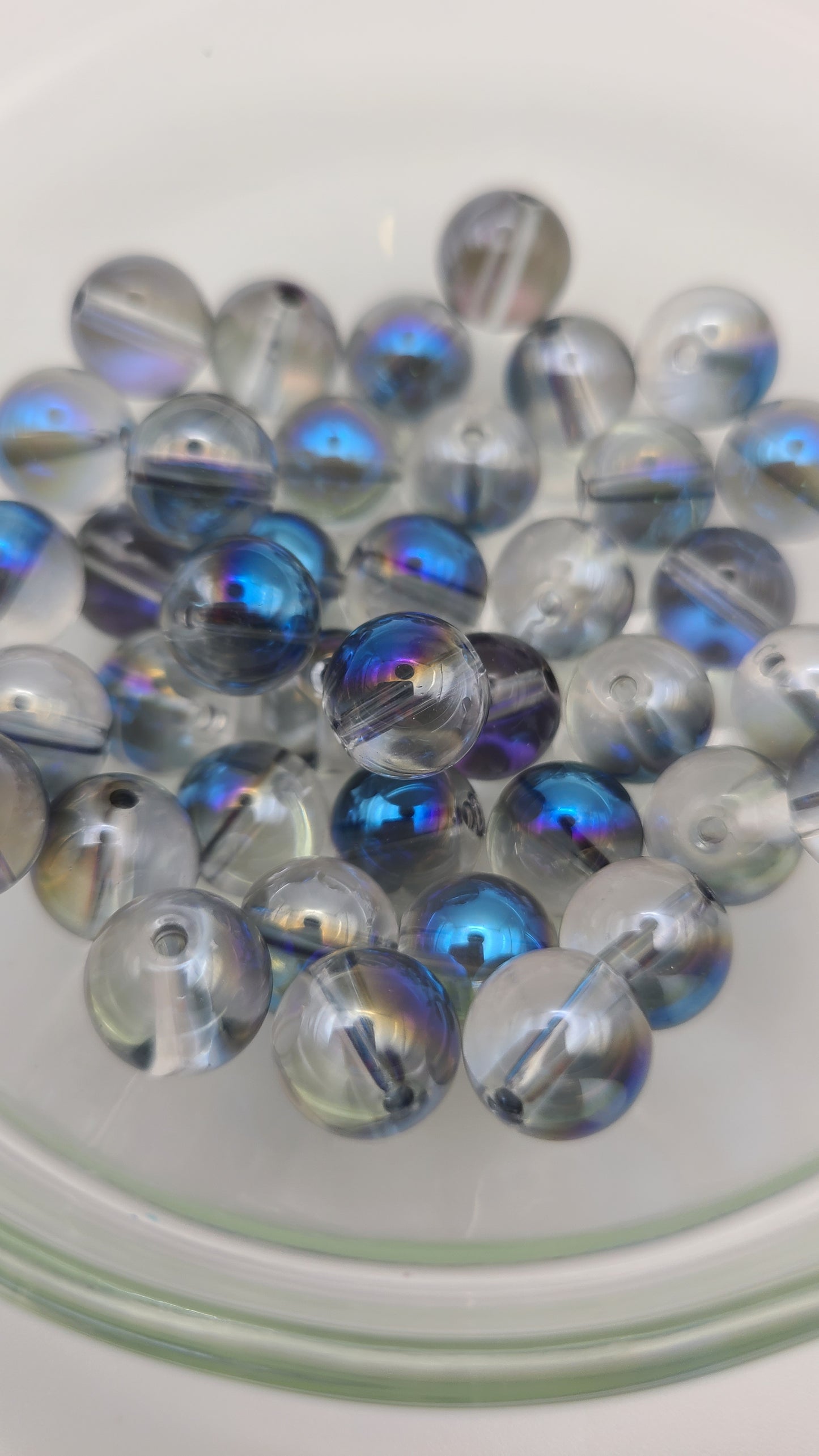 Blue AB Glass Loose Beads - 10 mm - 50 pcs.