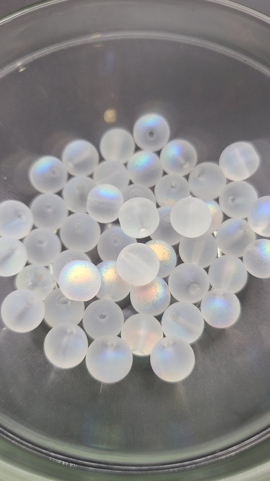 Frosted Mermaid Glass Loose Beads - 50 pcs