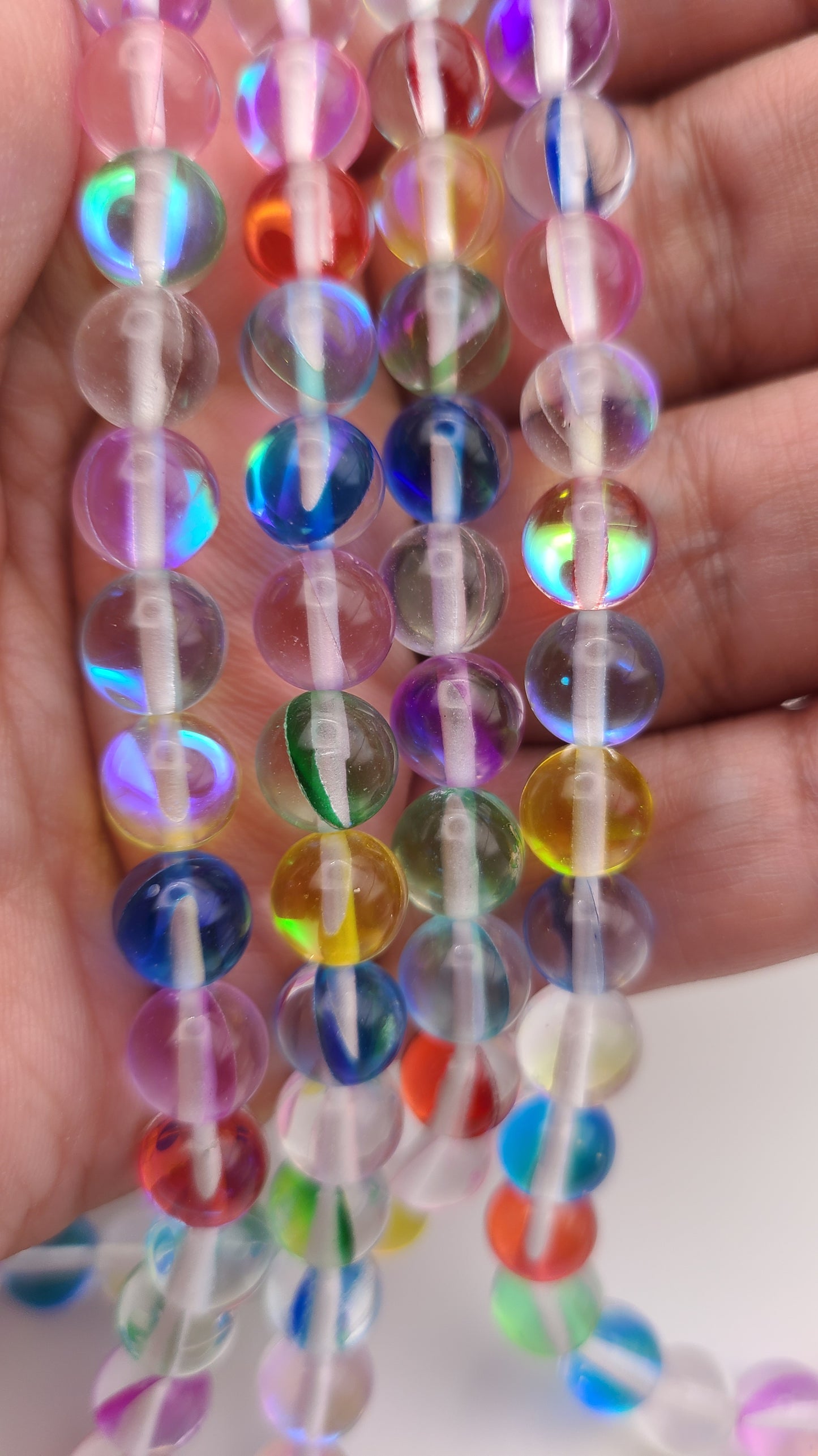 Colorful Aurora Glass Beads- 1 Strand- 8mm