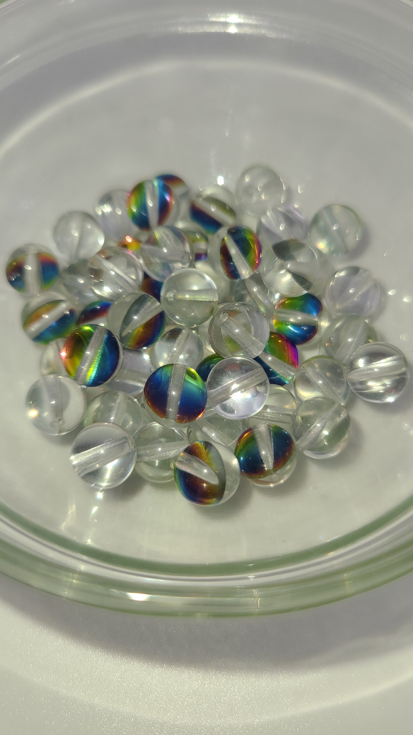 Rainbow Aurora Glass - aprox 48-50 Loose Beads in Bag - 8mm