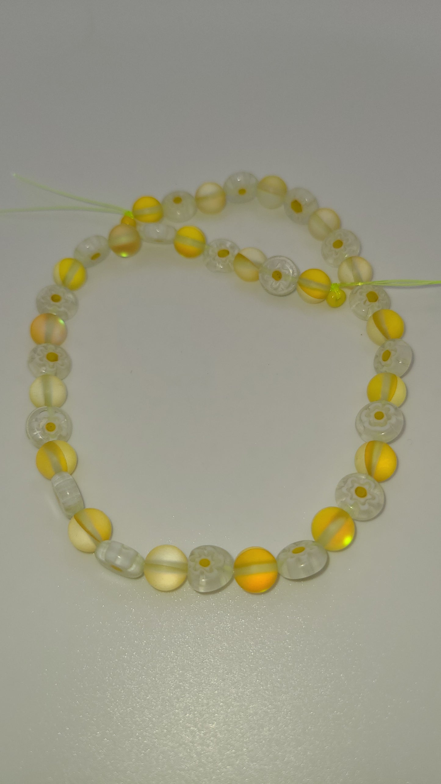 Yellow Aurora Glass/Millefiori Beads- aprox 39- 1 Strand - 8mm