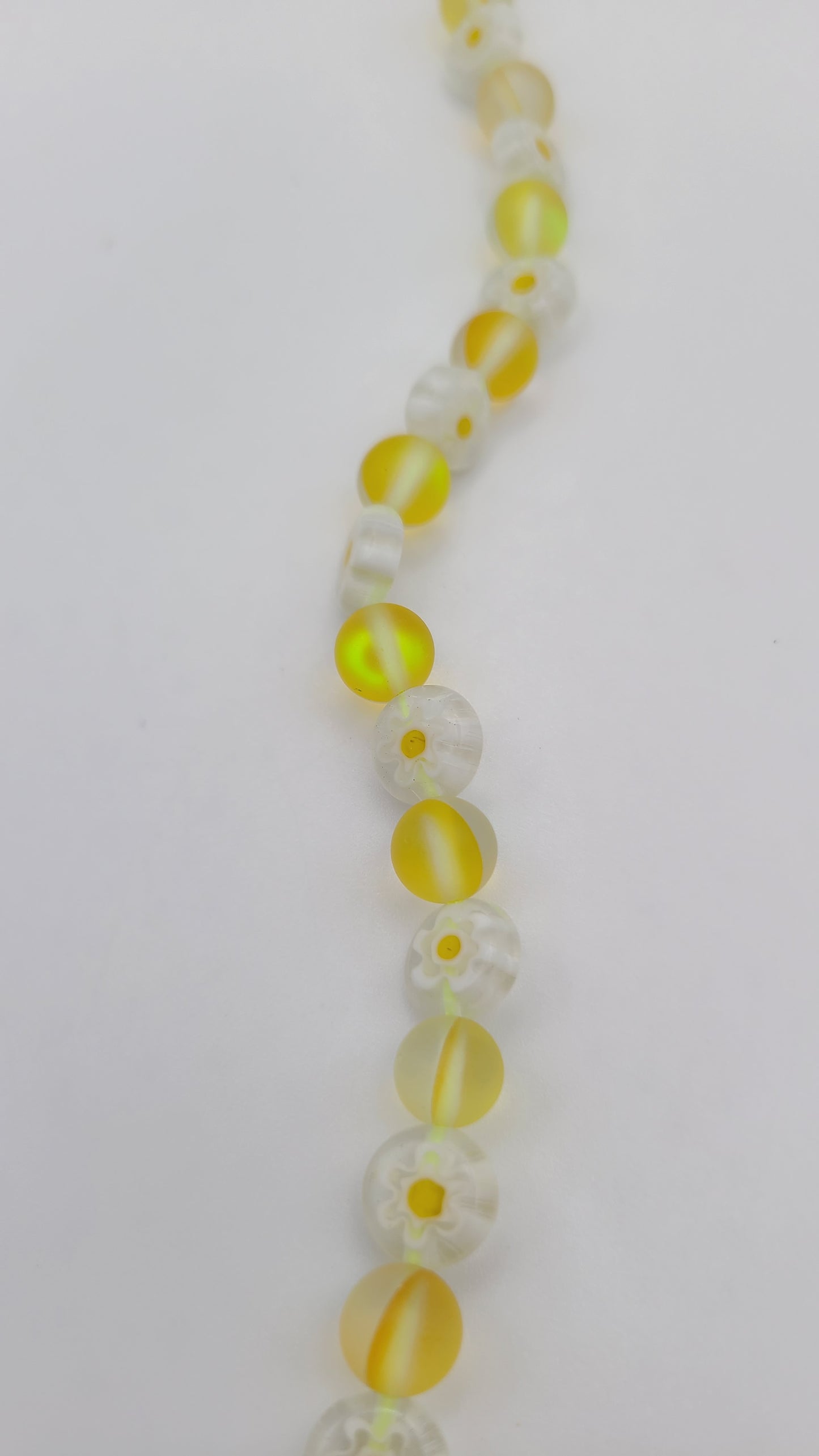 Yellow Aurora Glass/Millefiori Beads- aprox 39- 1 Strand - 8mm