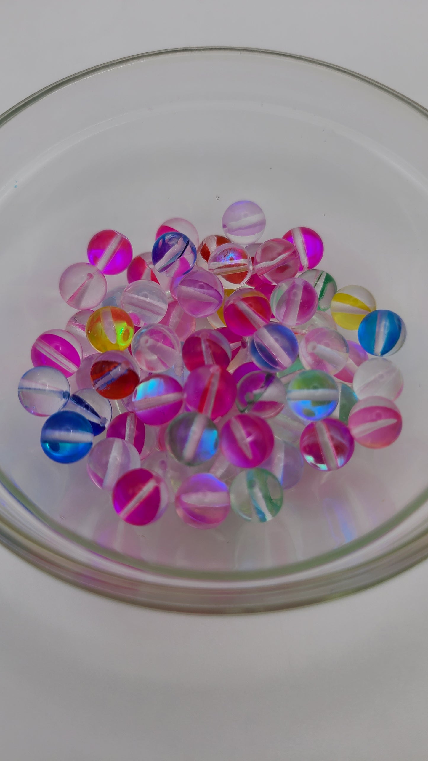 Colorful Aurora Glass Beads- aprox 65 loose beads- 8mm