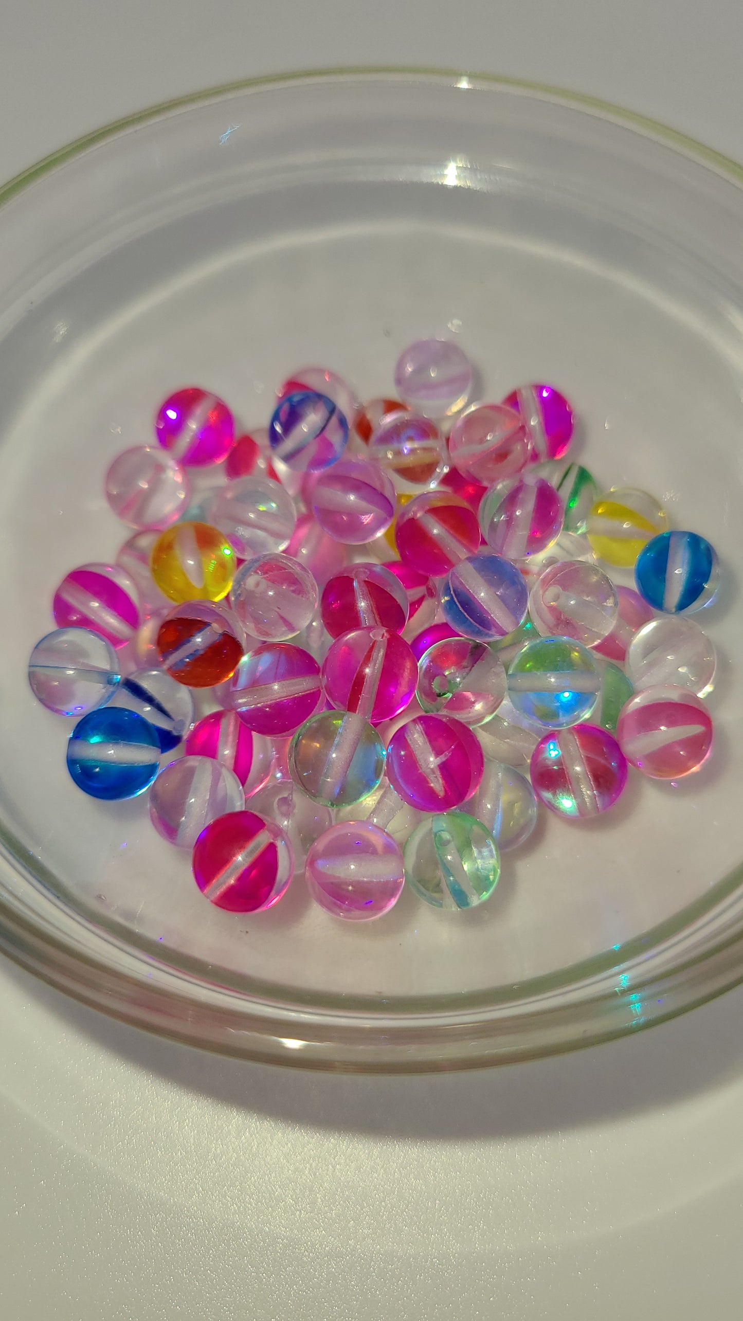 Colorful Aurora Glass Beads- aprox 65 loose beads- 8mm