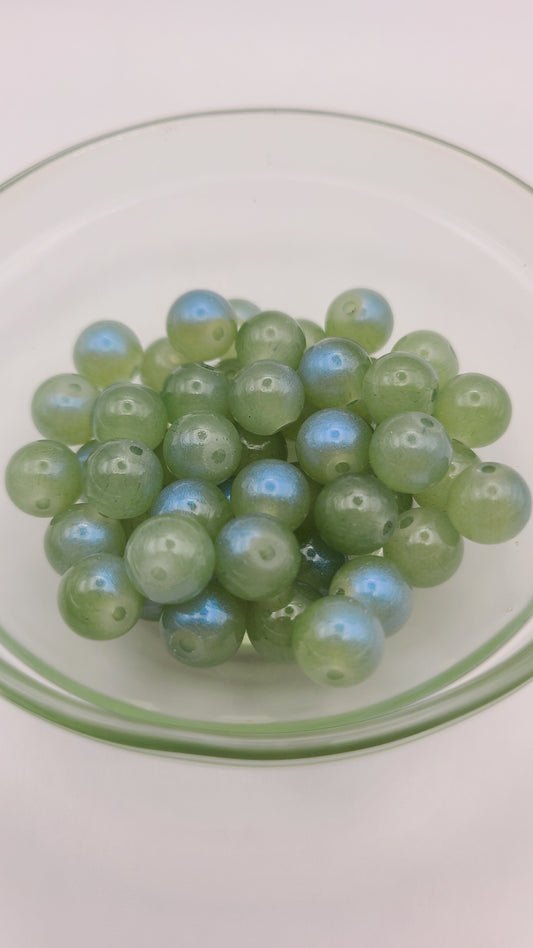 Green AB Glass Loose Beads- 10mm- 50 pcs.