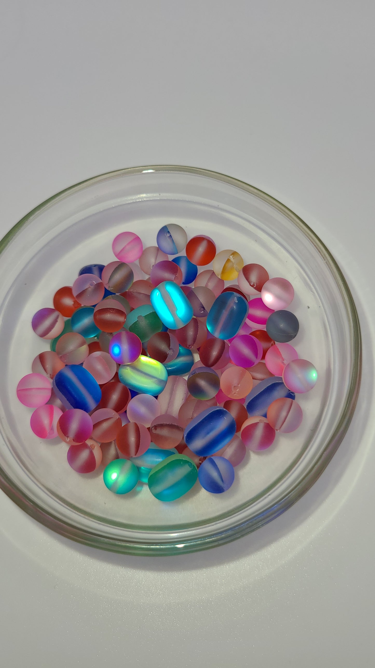 Multicolor Frosted Mermaid Glass Beads- aprox 90 Loose Beads in Bag - Mixed