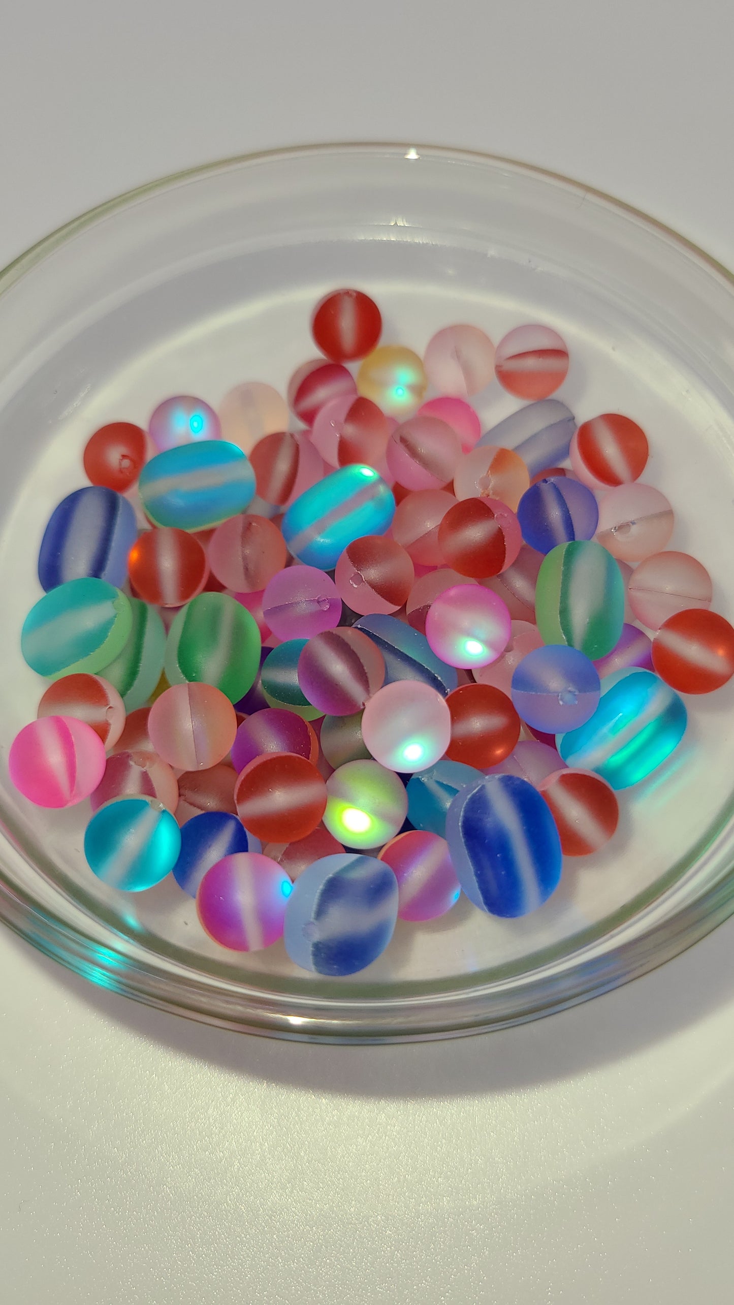 Multicolor Frosted Mermaid Glass Beads- aprox 90 Loose Beads in Bag - Mixed