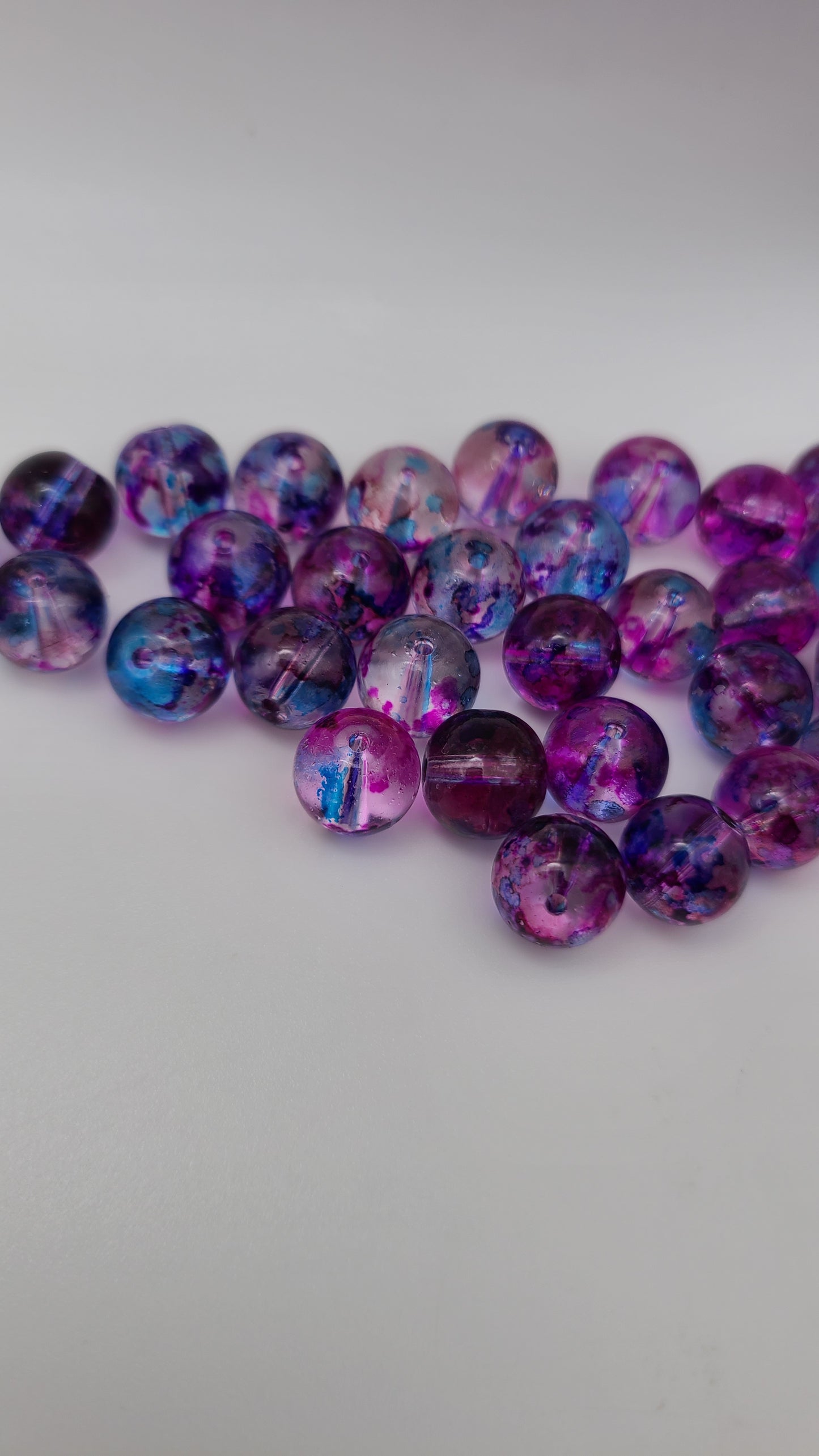 Painted Glass Loose Beads - 10 mm