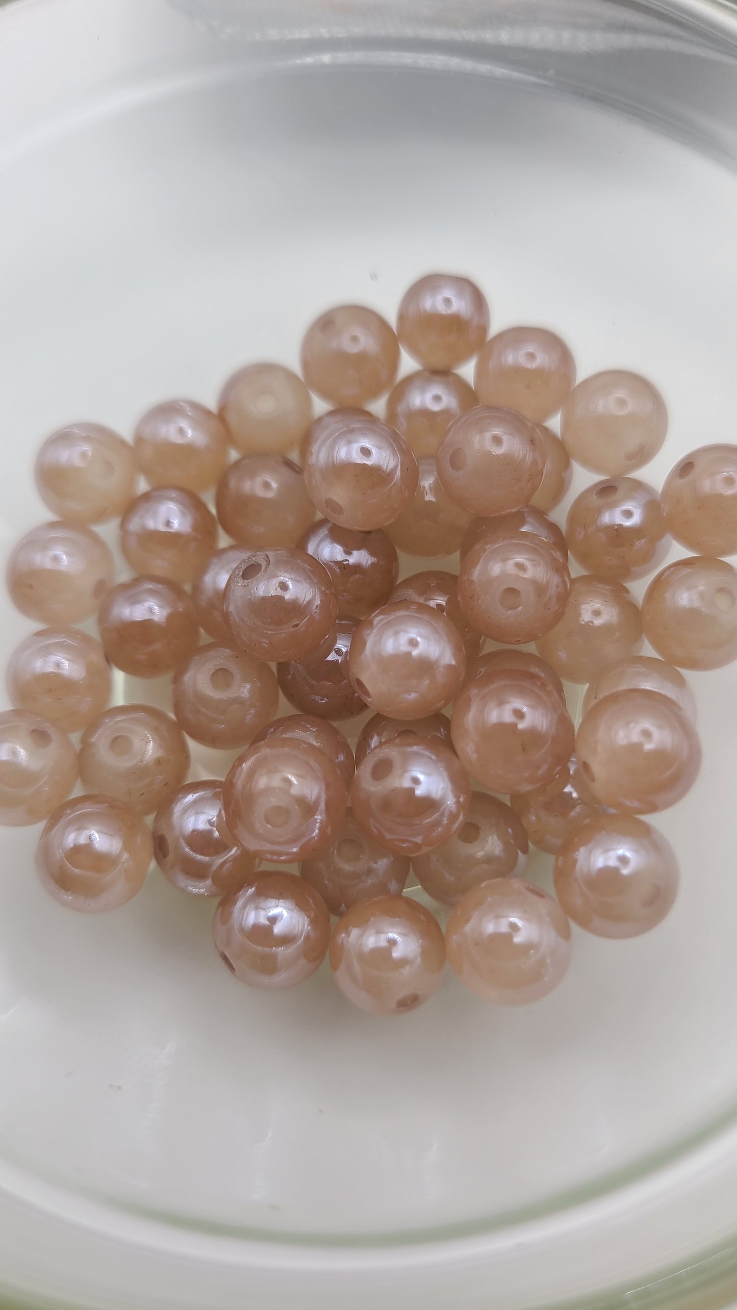 AB Champagne Beige Glass 8mm Loose Beads - Qty: 50 pcs