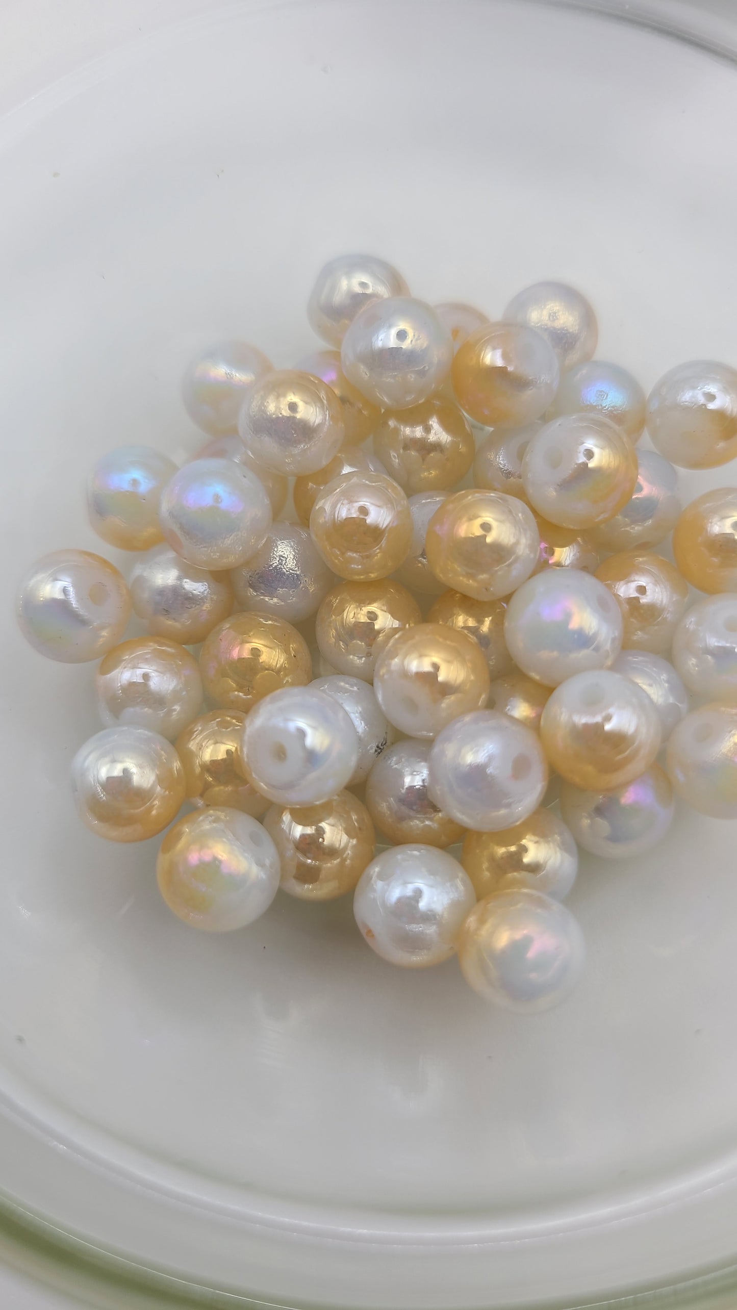 AB Golden White Glass Loose Beads - 8mm- Qty. 50