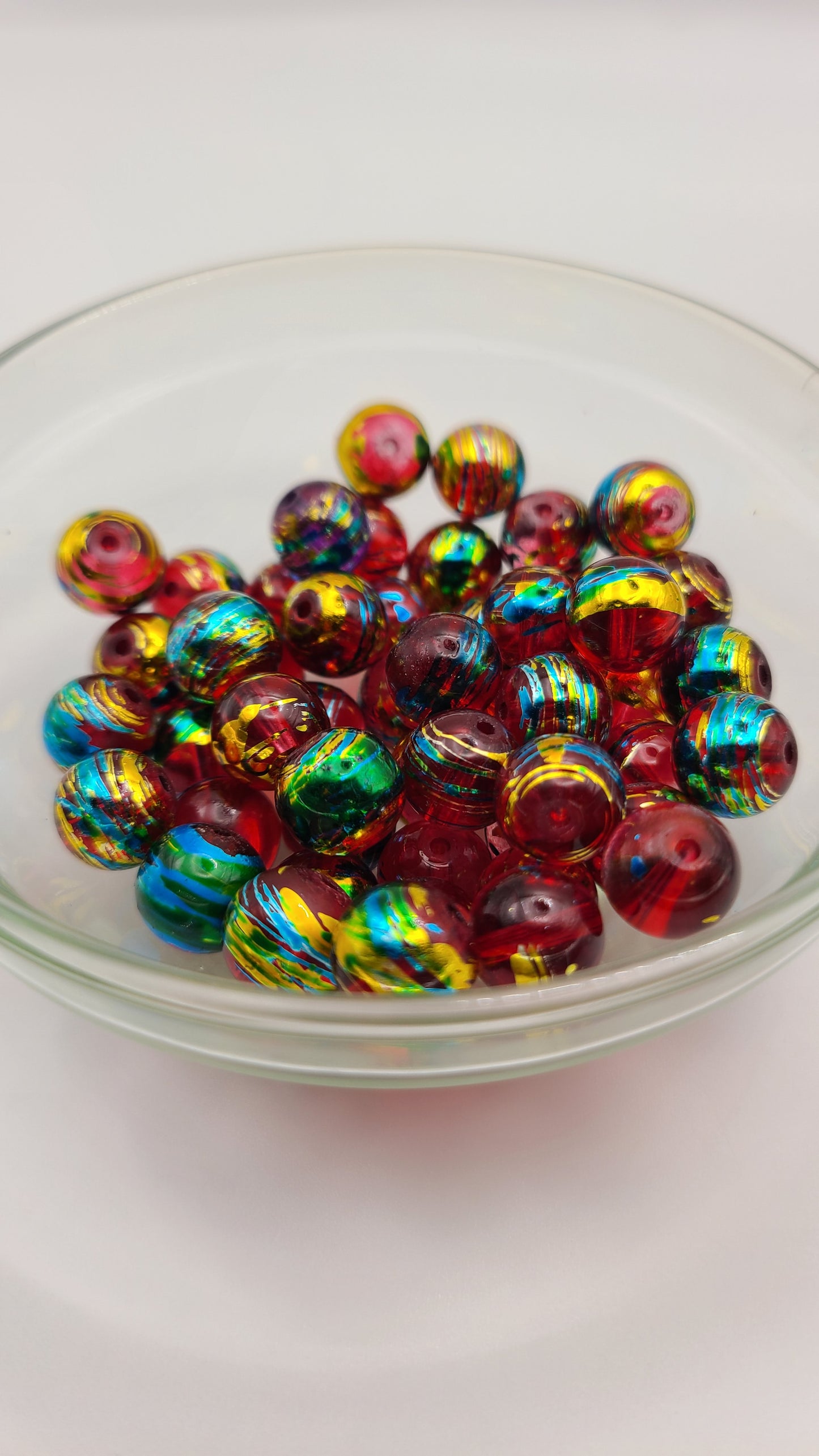 Red Hand Painted Glass 10mm Loose Beads - Qty: 50