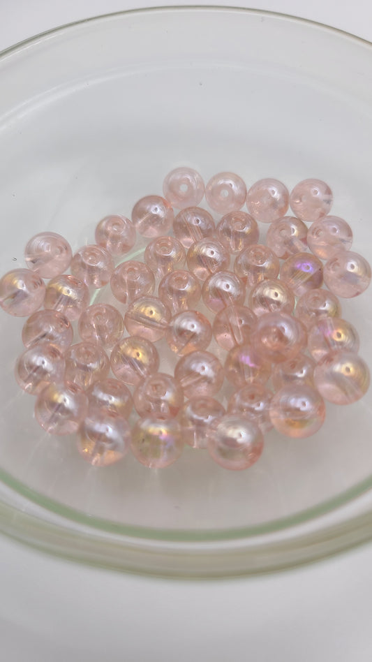 AB Rose Blush Glass Loose Beads - 8mm - Qty:50