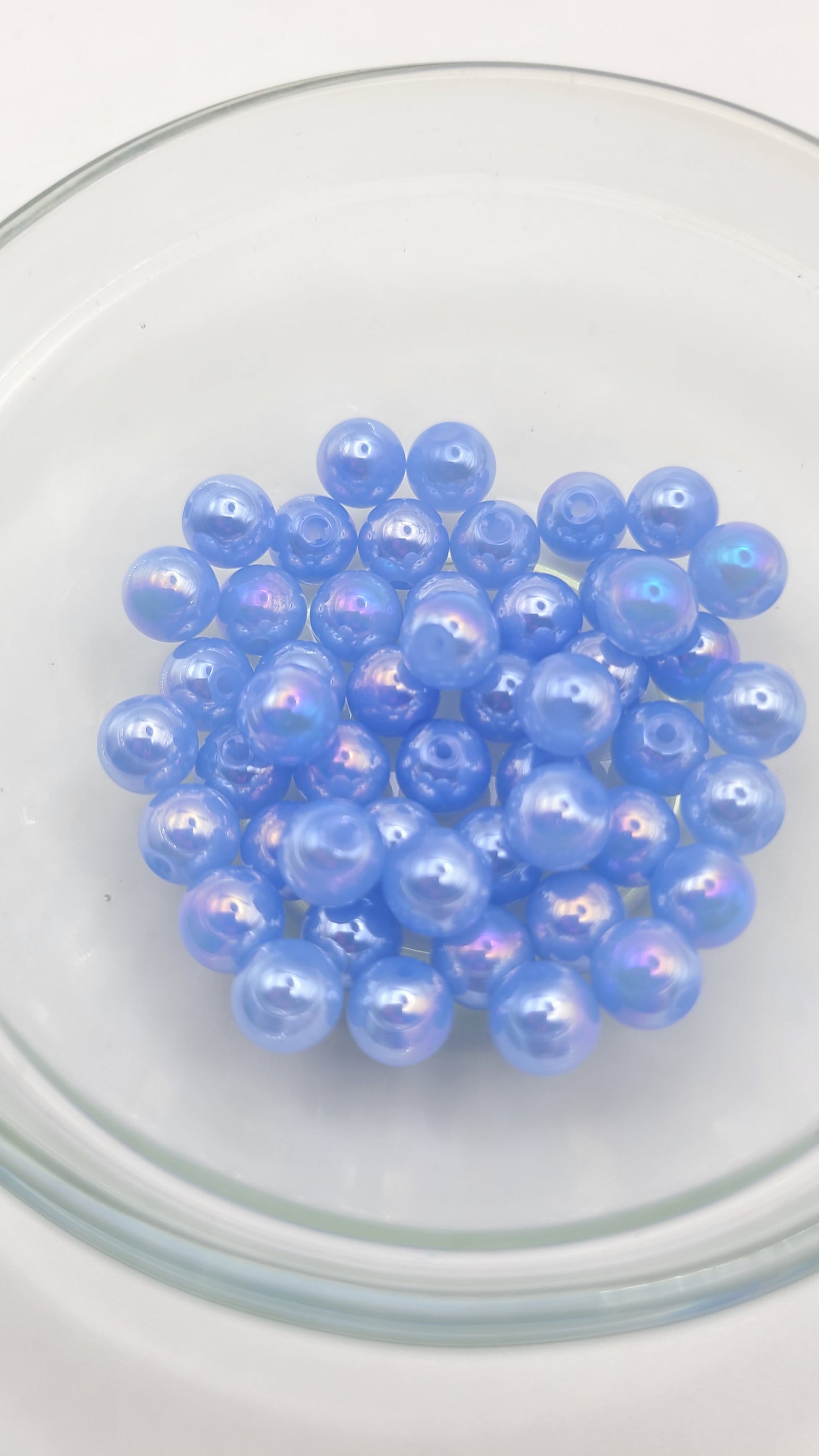 AB Light Blue Glass Loose Beads - 8mm- Qty: 50