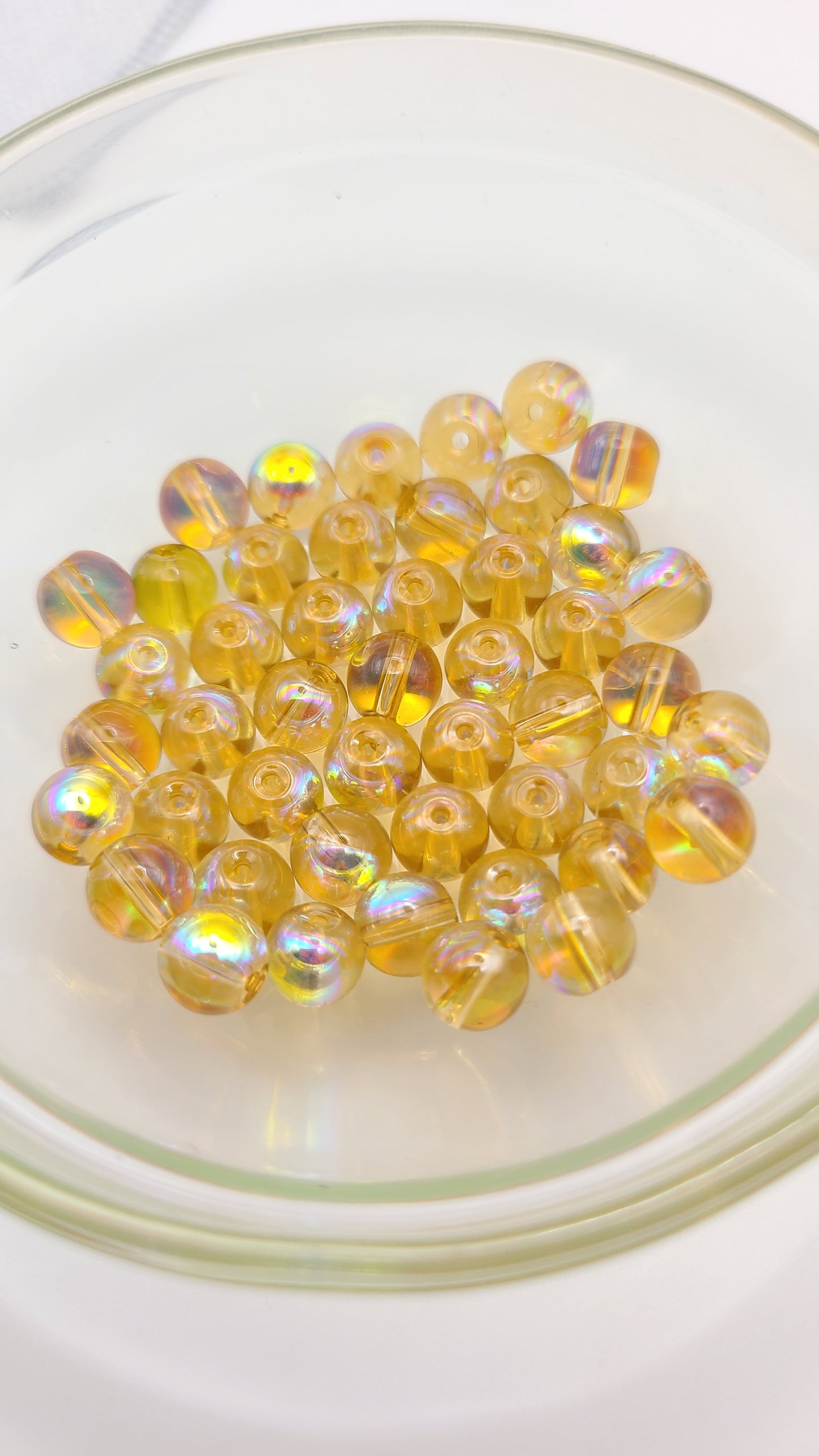 AB Golden Clear Glass Loose Beads - 8mm -  Qty: 50