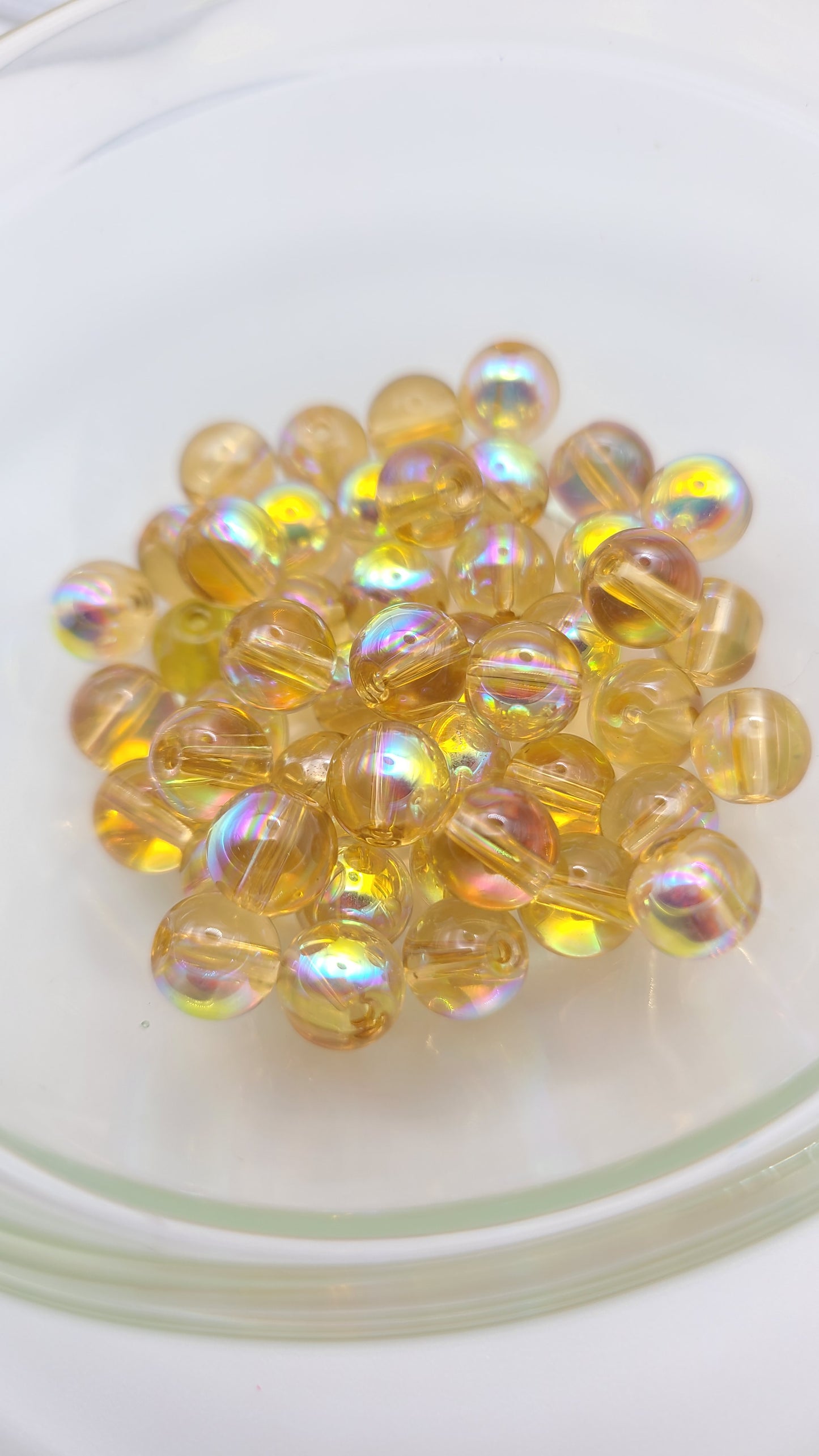 AB Golden Clear Glass Loose Beads - 8mm -  Qty: 50