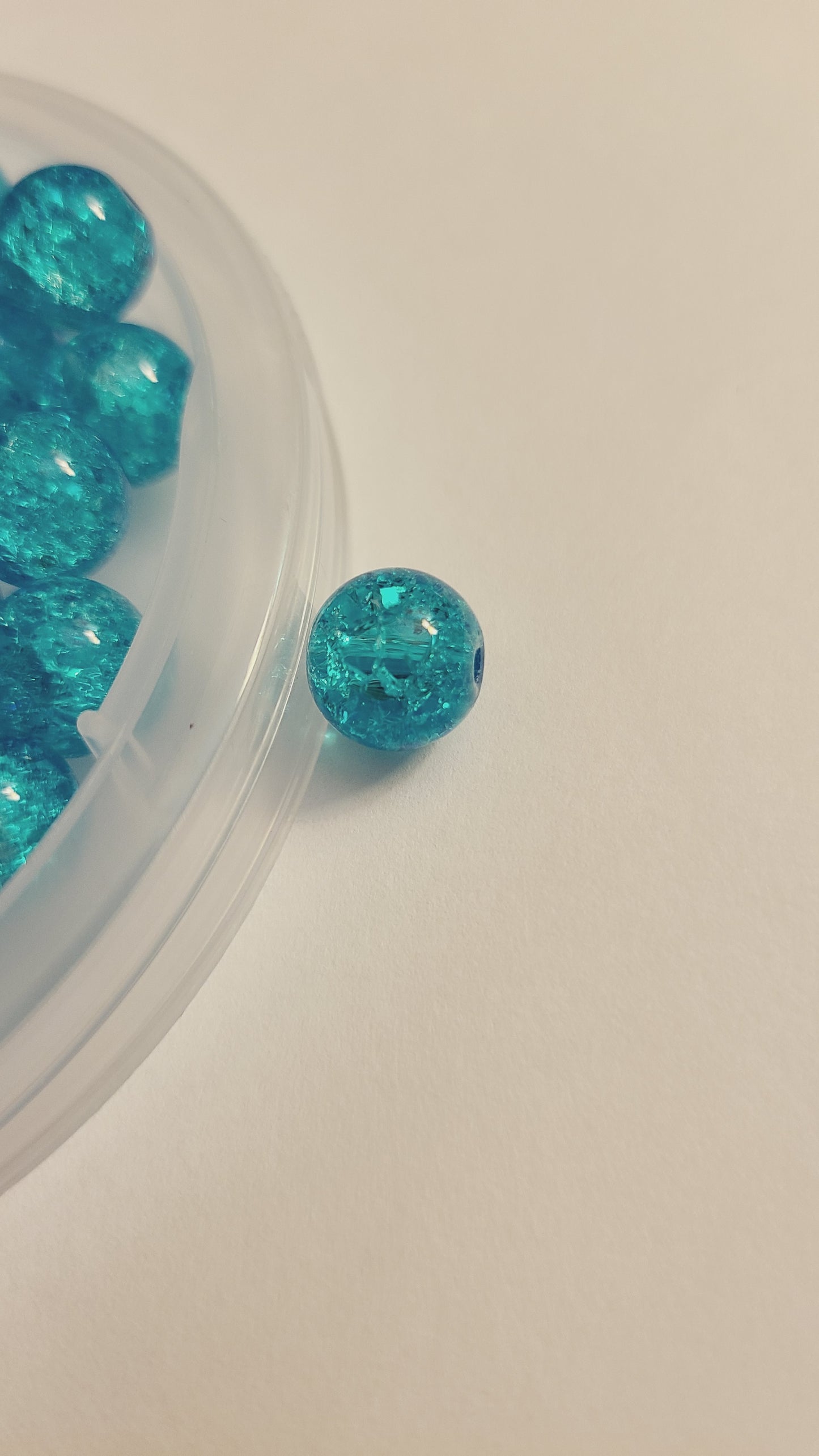 Aqua Blue 10mm Cracked Glass Loose Beads - Qty: 60