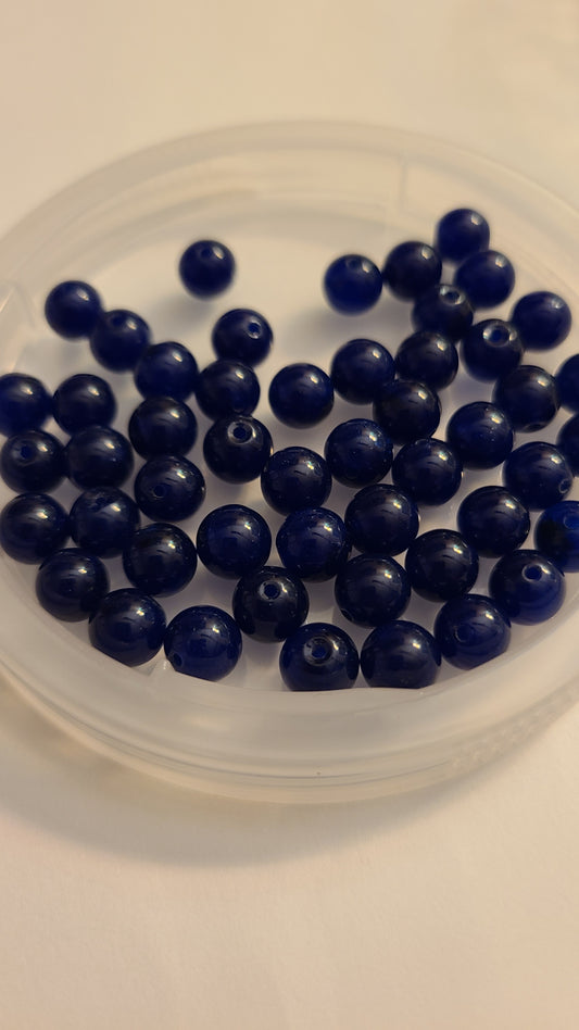 Dark Blue Chalcedony- 8mm Loose Beads in bag- 8mm- Qty: 50