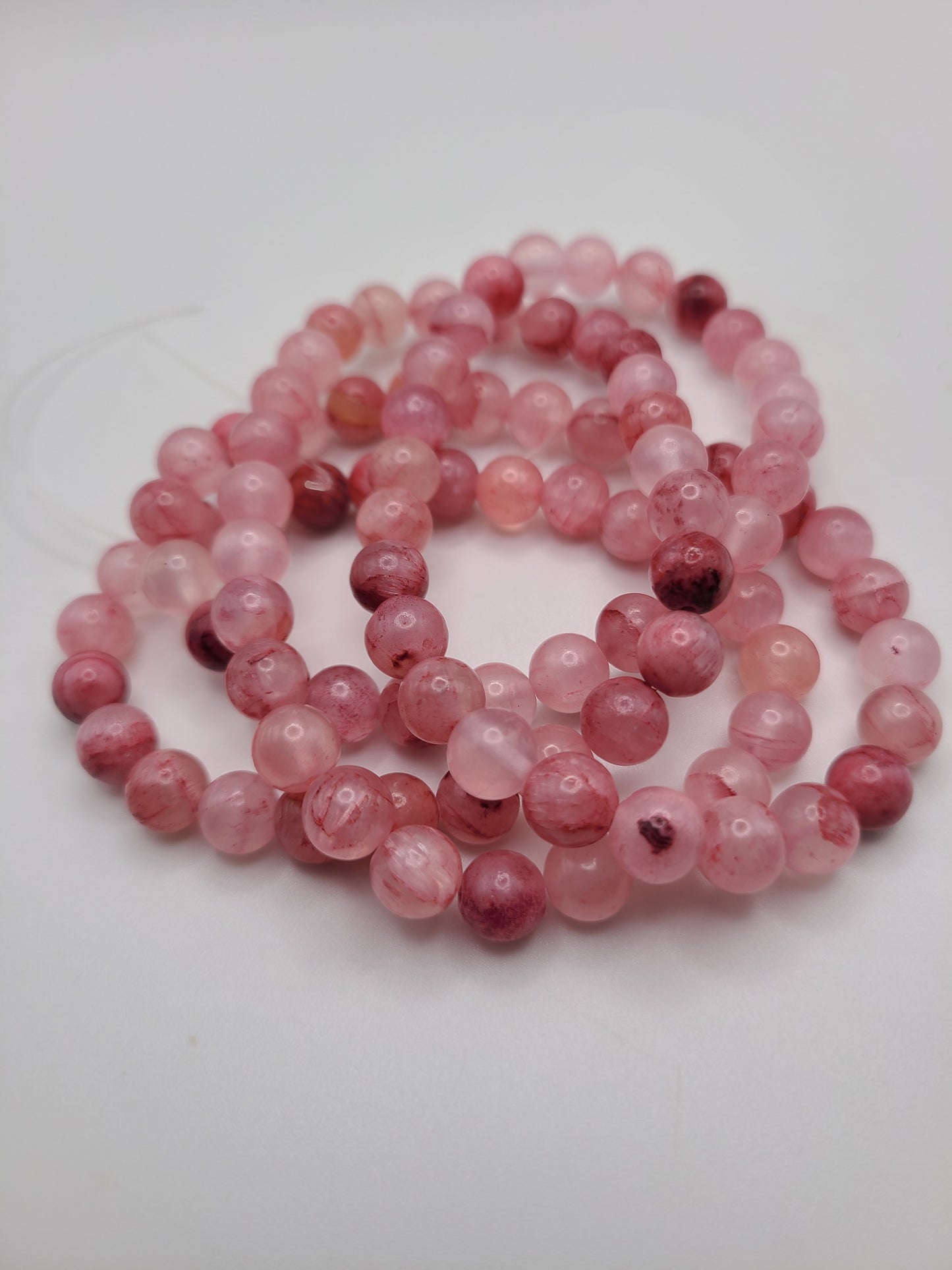 Pink Red Vein Jade-  8mm Beads - 1 Strand or Loose bead bag-  select option.