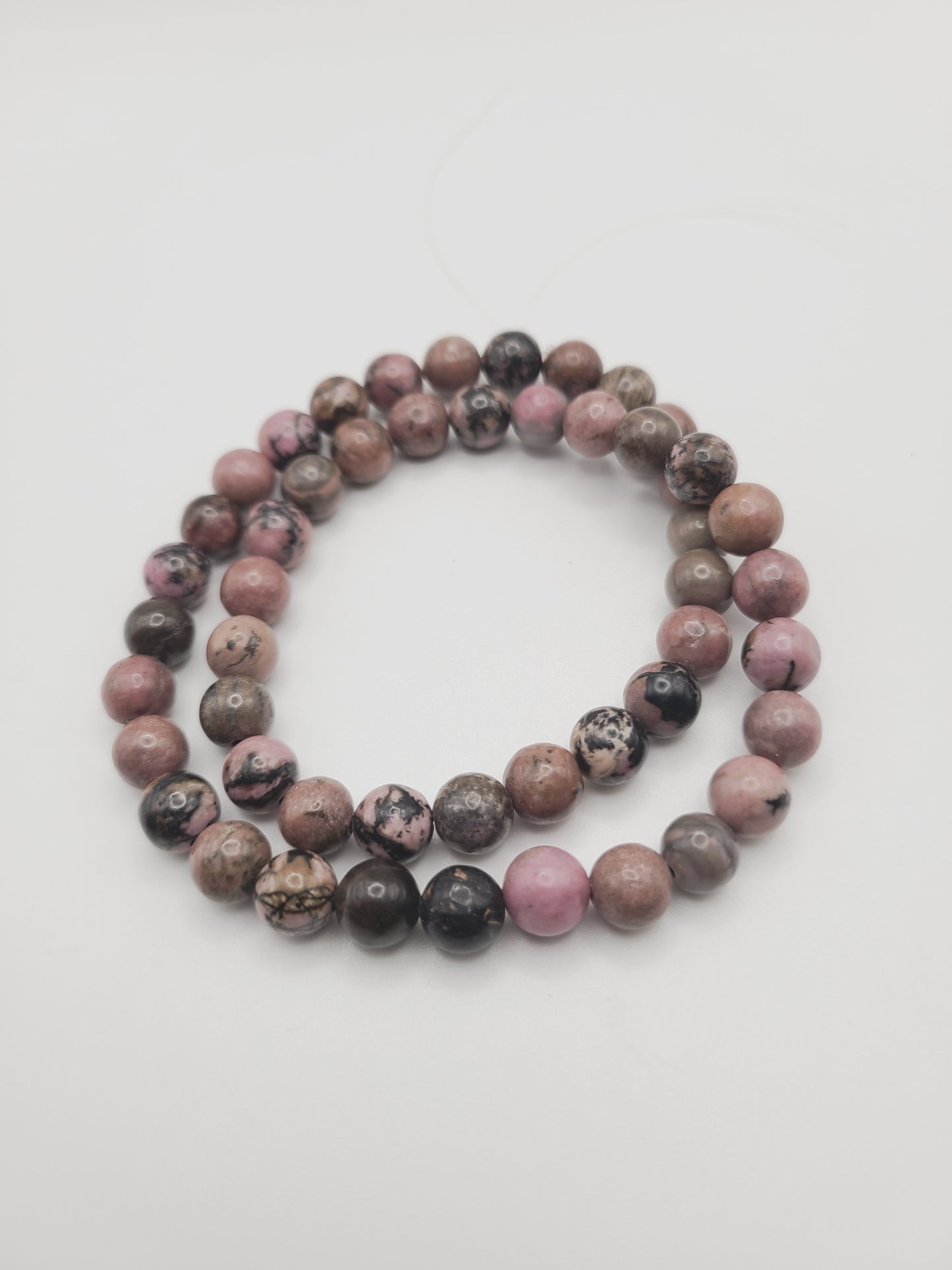 Black Pink Natural Rhondonite- Regular grade beads - 1 strand