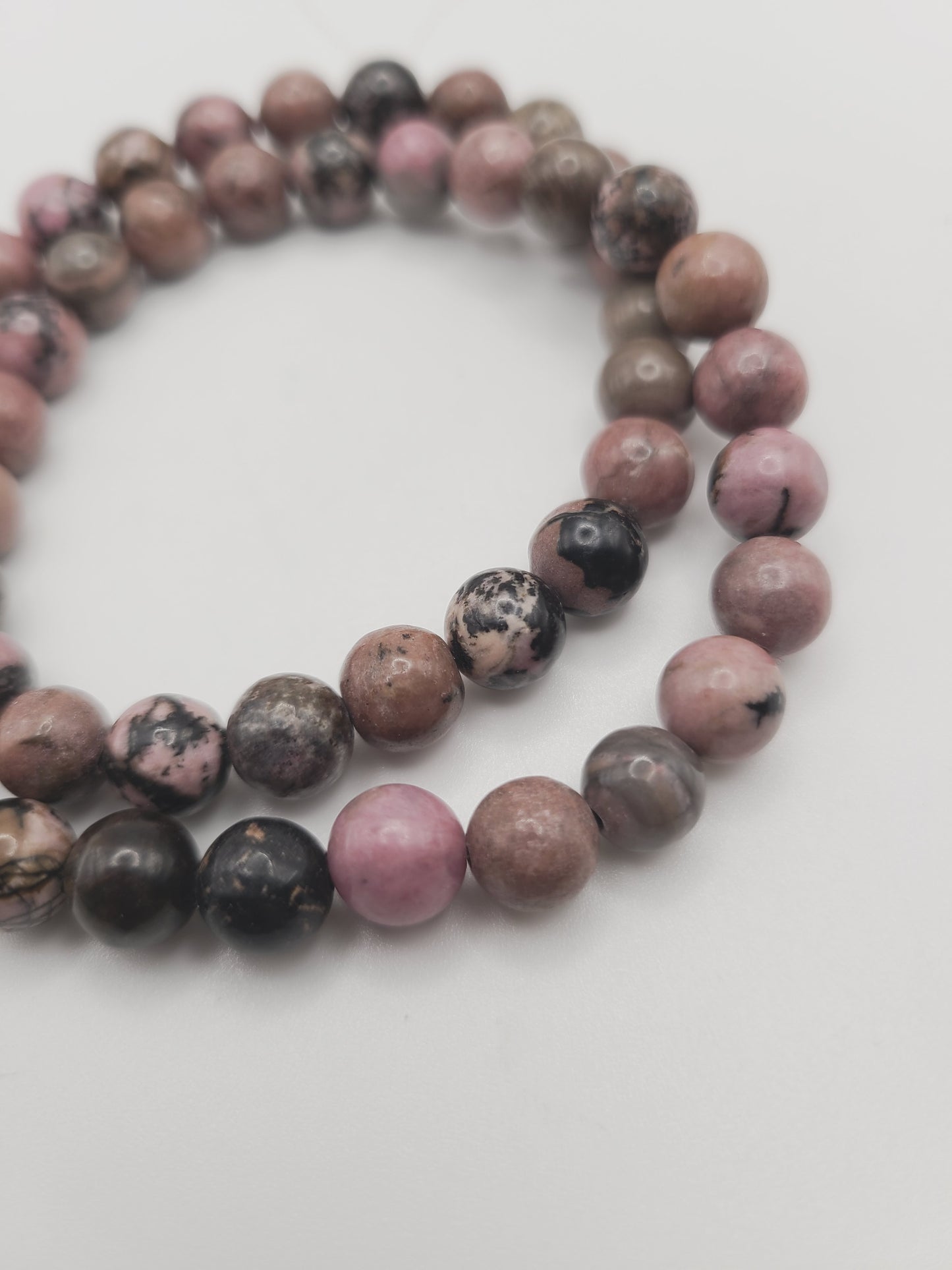 Black Pink Natural Rhondonite- Regular grade beads - 1 strand