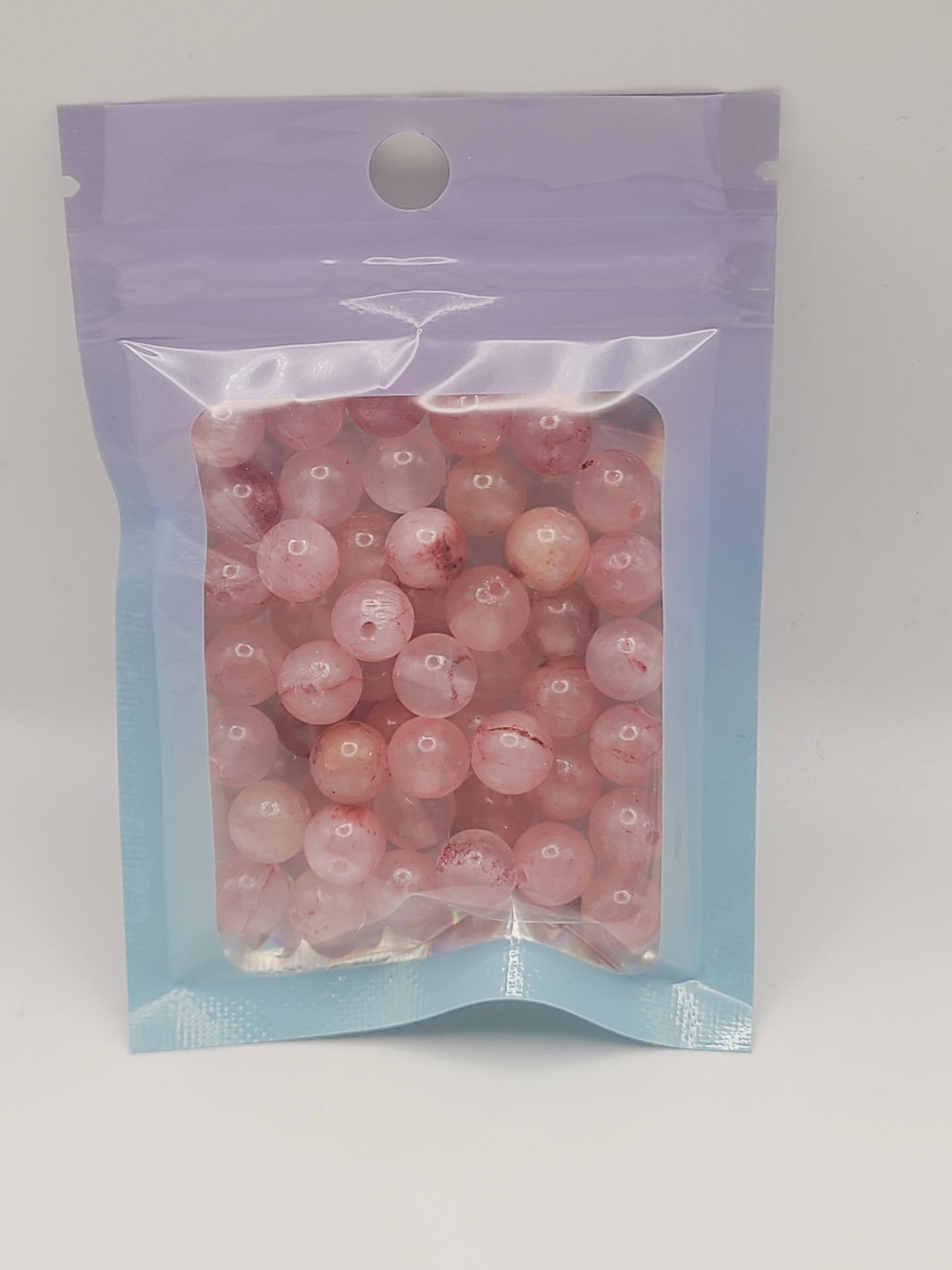 Pink Red Vein Jade-  8mm Beads - 1 Strand or Loose bead bag-  select option.