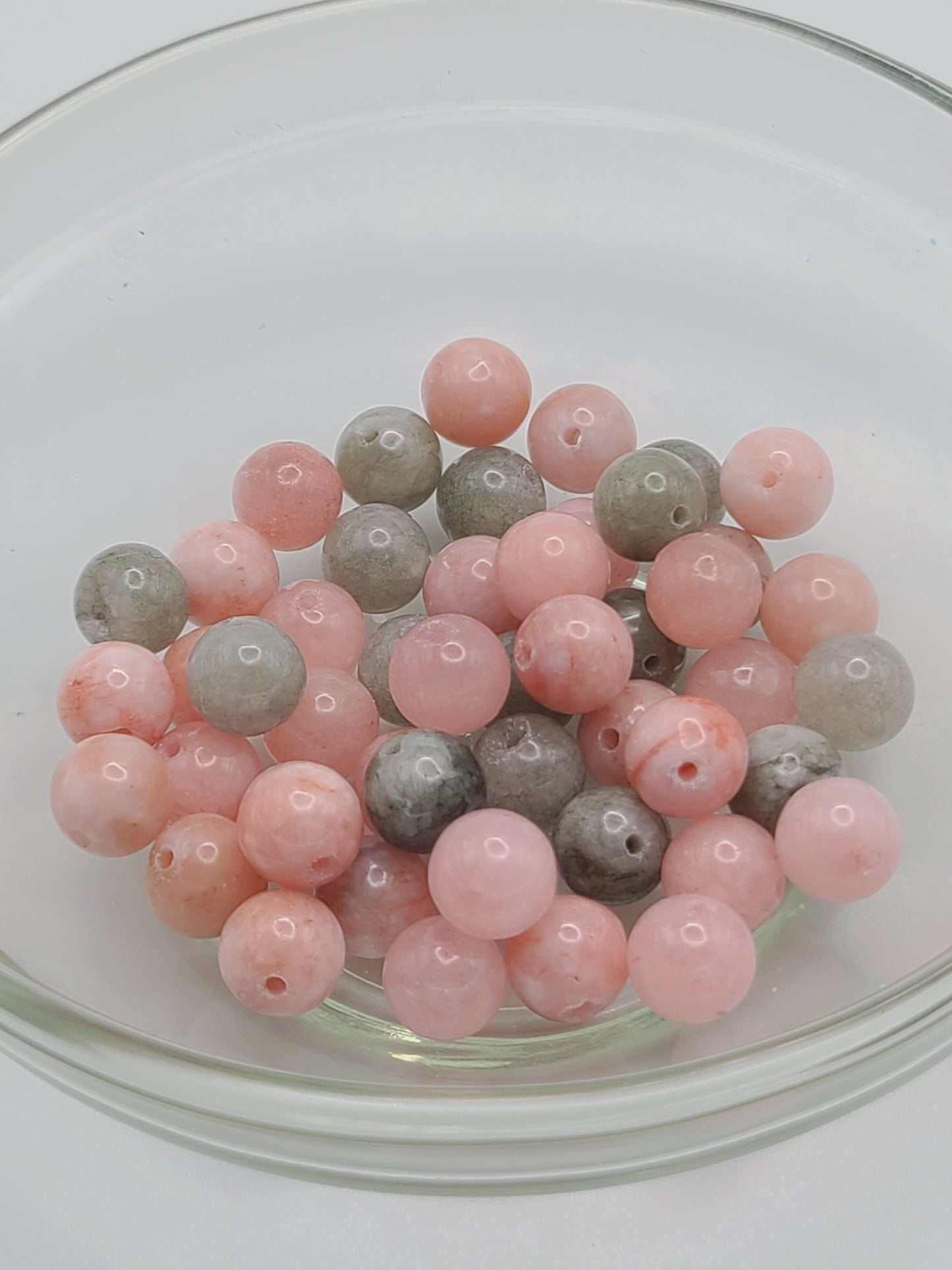 Peachy pink and Green Jade Loose Beads  Qty. 50