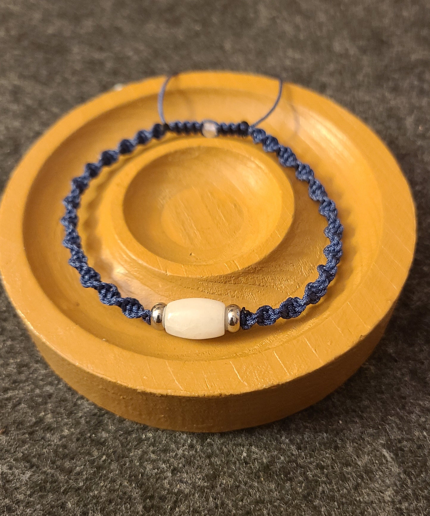 Spiral Macrame Cord Bracelet- Navy and White