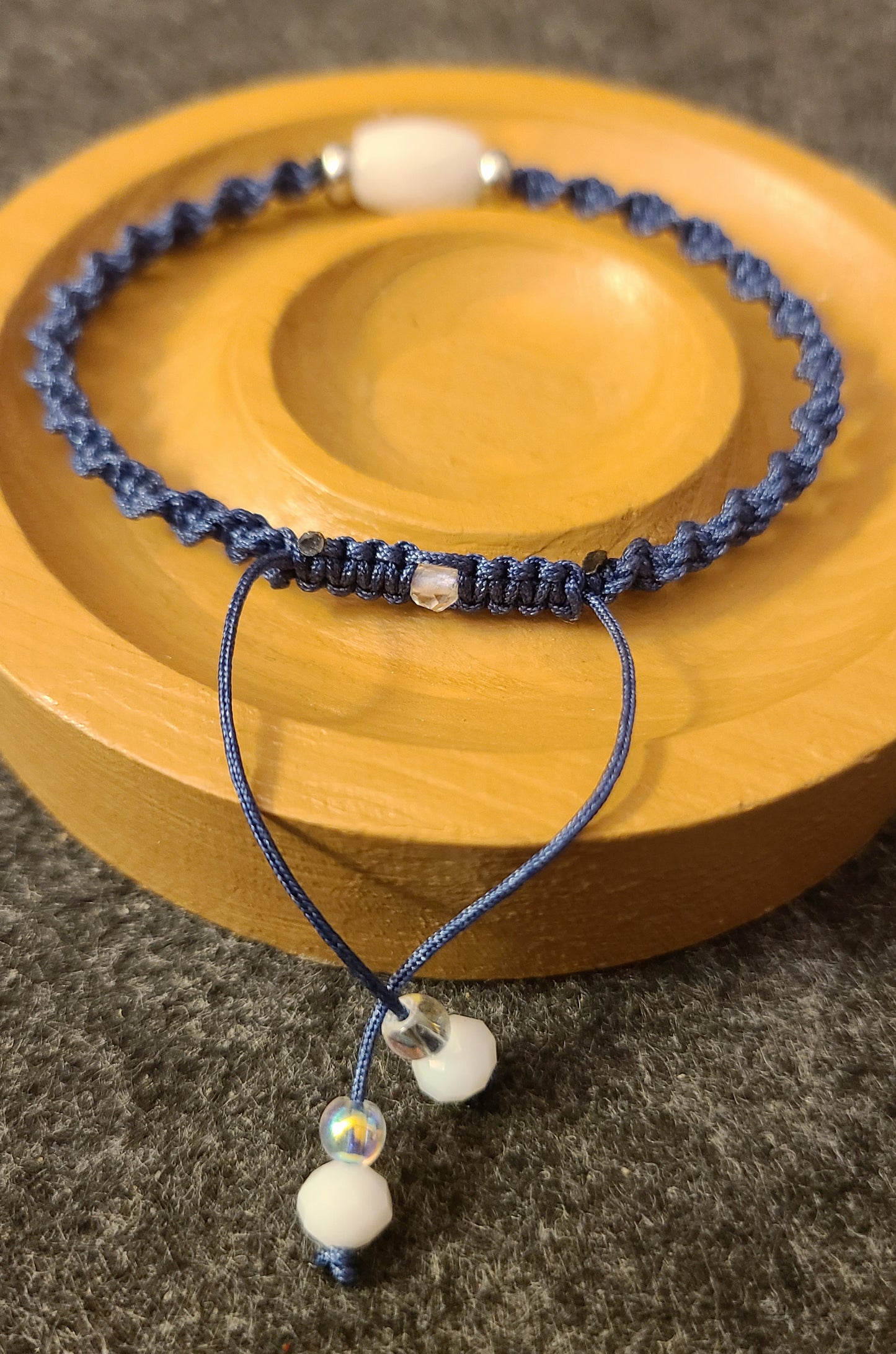 Spiral Macrame Cord Bracelet- Navy and White