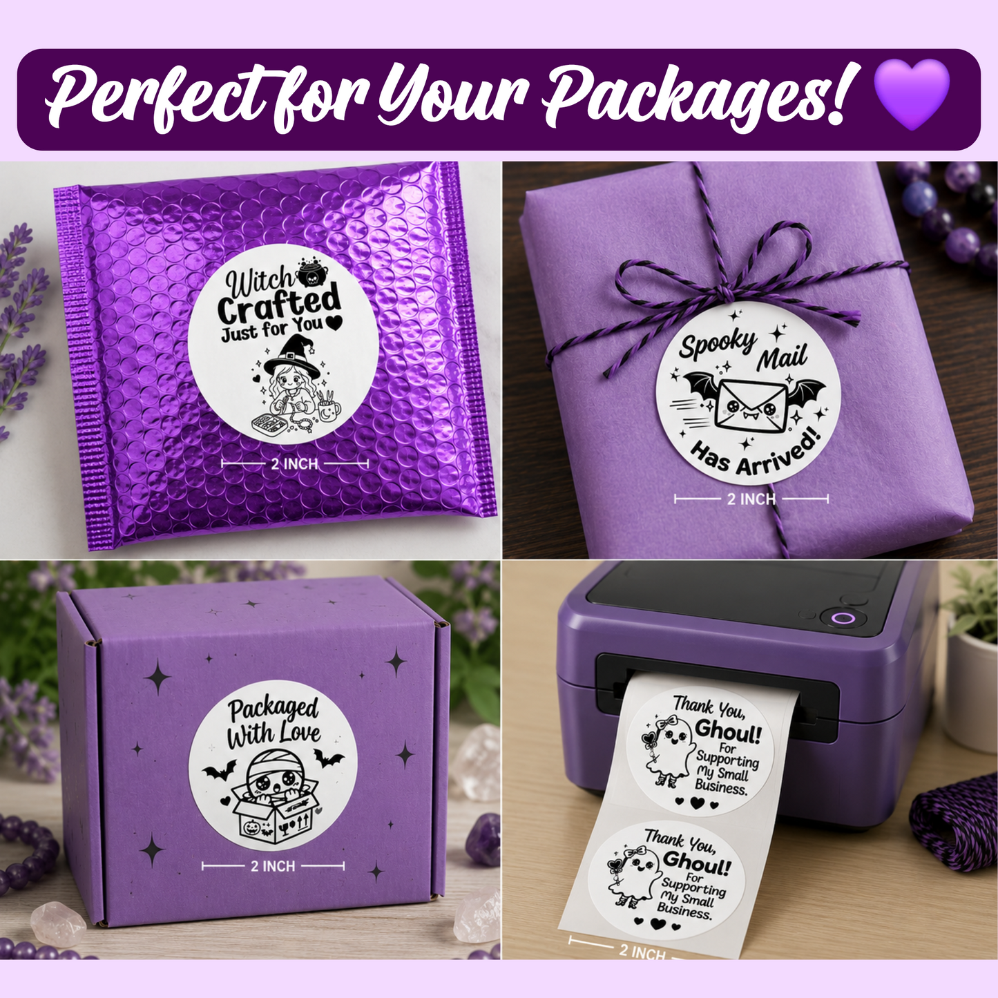 Spooky Business Sticker Collection | 10 Thermal Sticker PNGs | 2" Round Labels | Digital Download ONLY