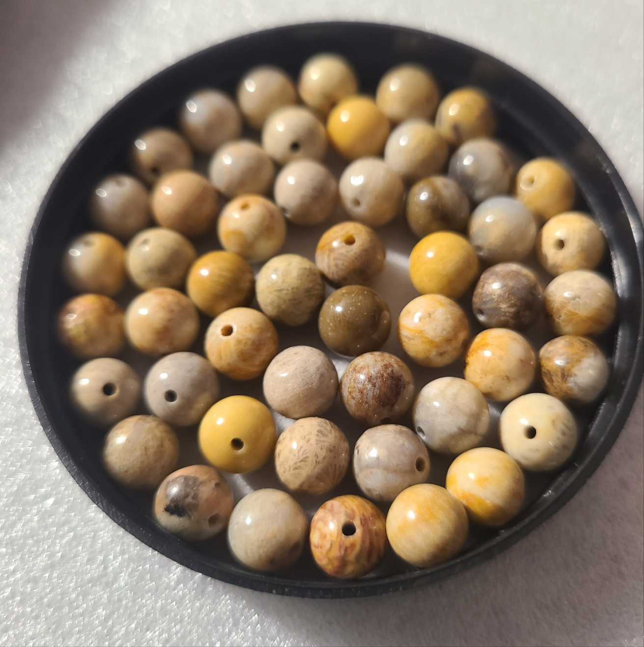 Fossil Jasper - 8mm Loose Beads - Qty: 48 - 50