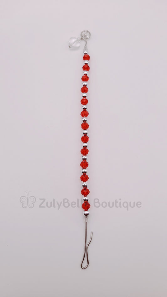 Beaded Bracelet Helper - Red with Clear Heart