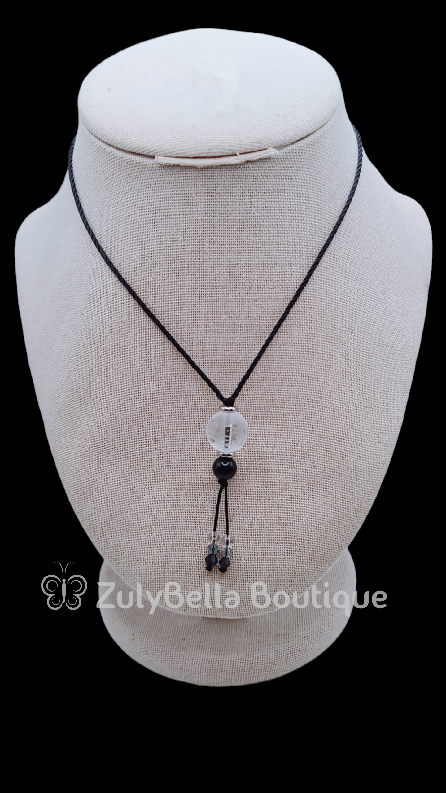 Frosted Mantra- Adjustable slider- Cord Necklace