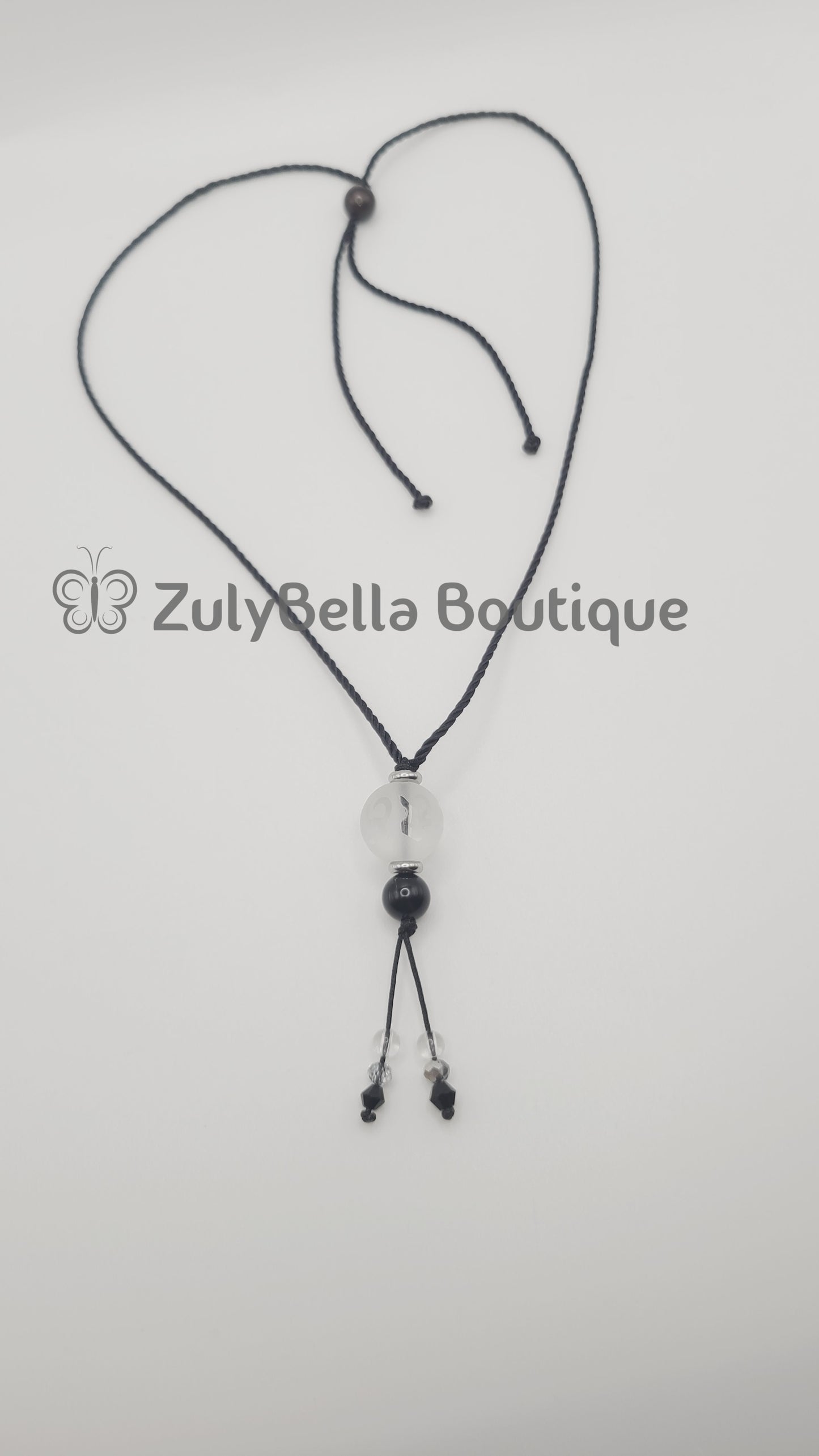 Frosted Mantra- Adjustable slider- Cord Necklace