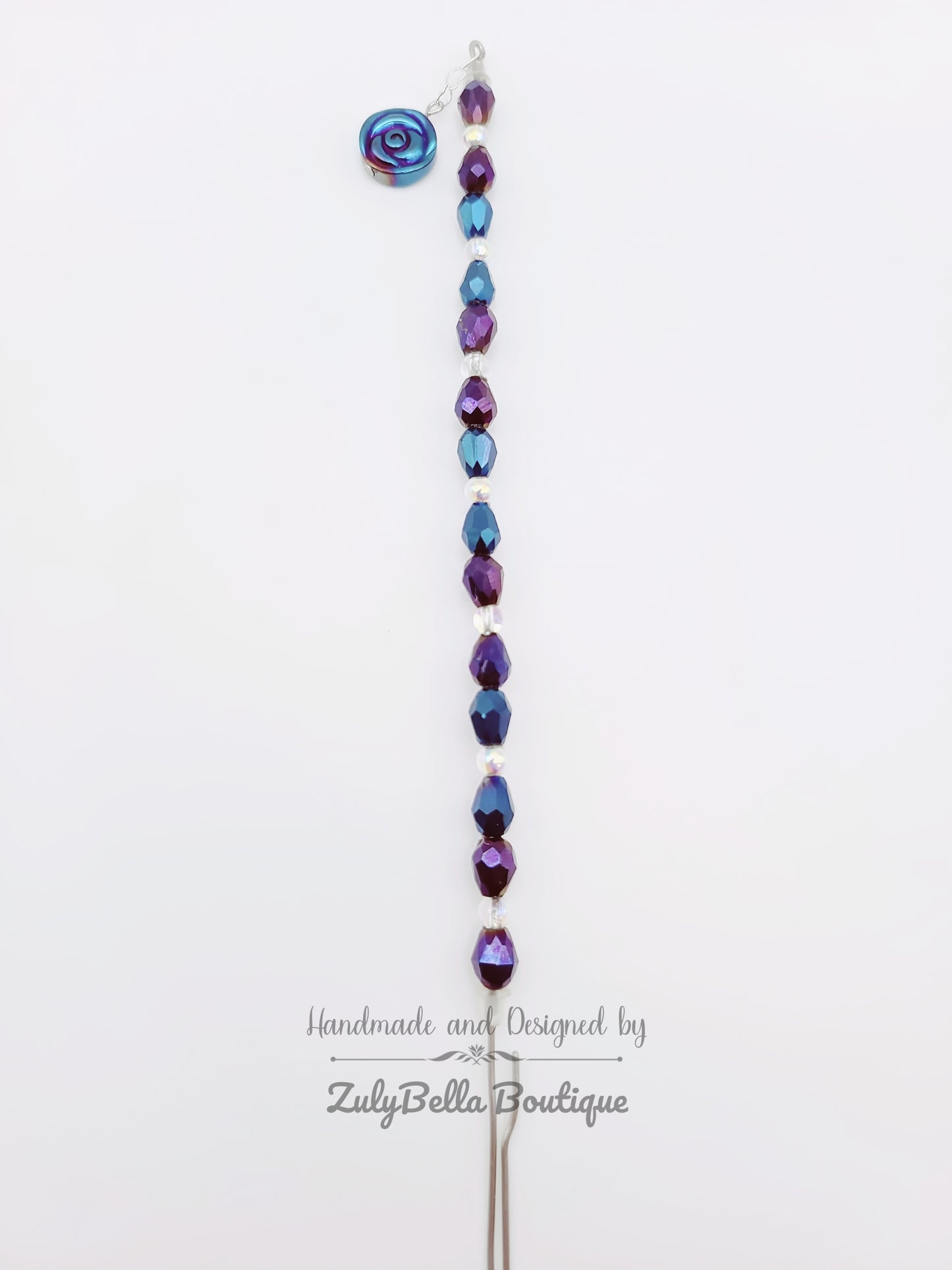 Beaded Bracelet Helper- Blue Rose