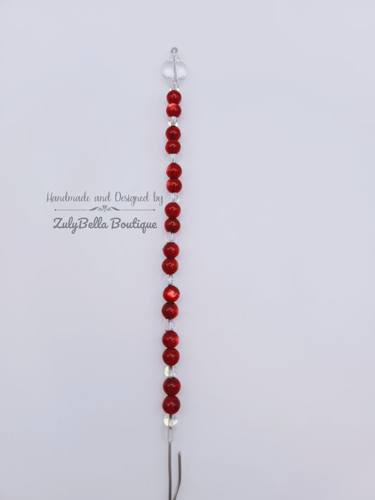 Beaded Bracelet Helper- Red Imitation Cat eye with Heart.