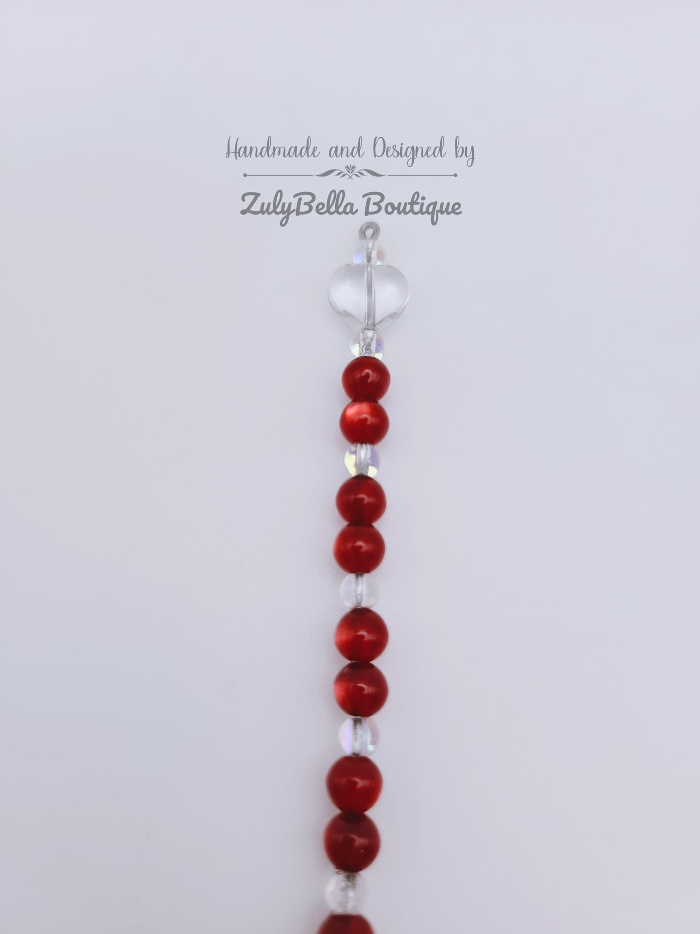 Beaded Bracelet Helper- Red Imitation Cat eye with Heart.