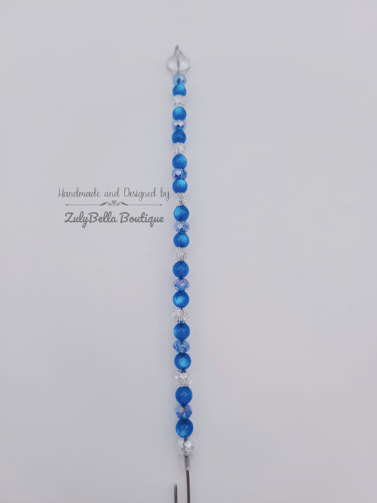 Beaded Bracelet Helper- Blue with Clear Heart