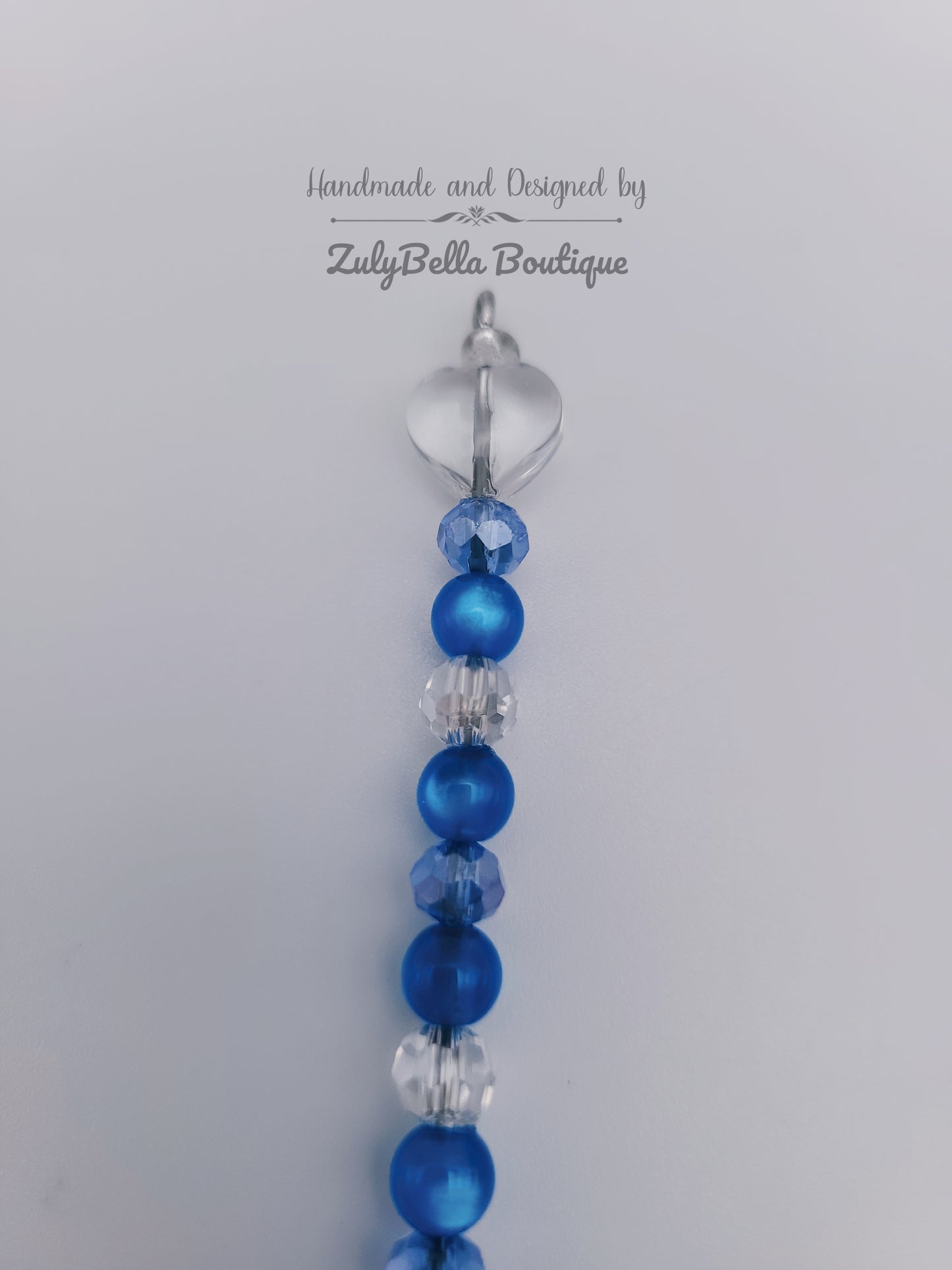 Beaded Bracelet Helper- Blue with Clear Heart